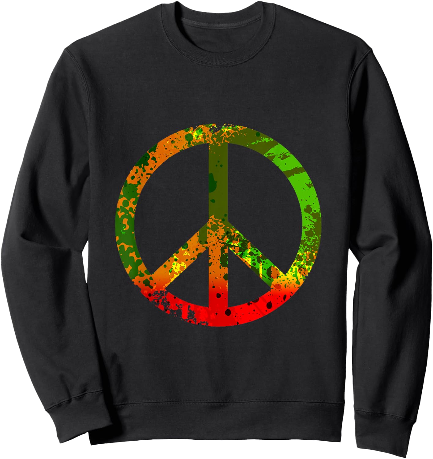 Rasta Reggae Peace Sign Splash Hippie Symbol Rastafarian Sweatshirt - Sweatshirt | Black