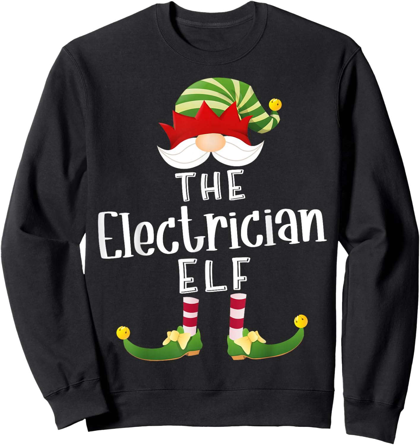 Electrician Elf Group Christmas Funny Pajama Party Sweatshirt - Sweatshirt | Black