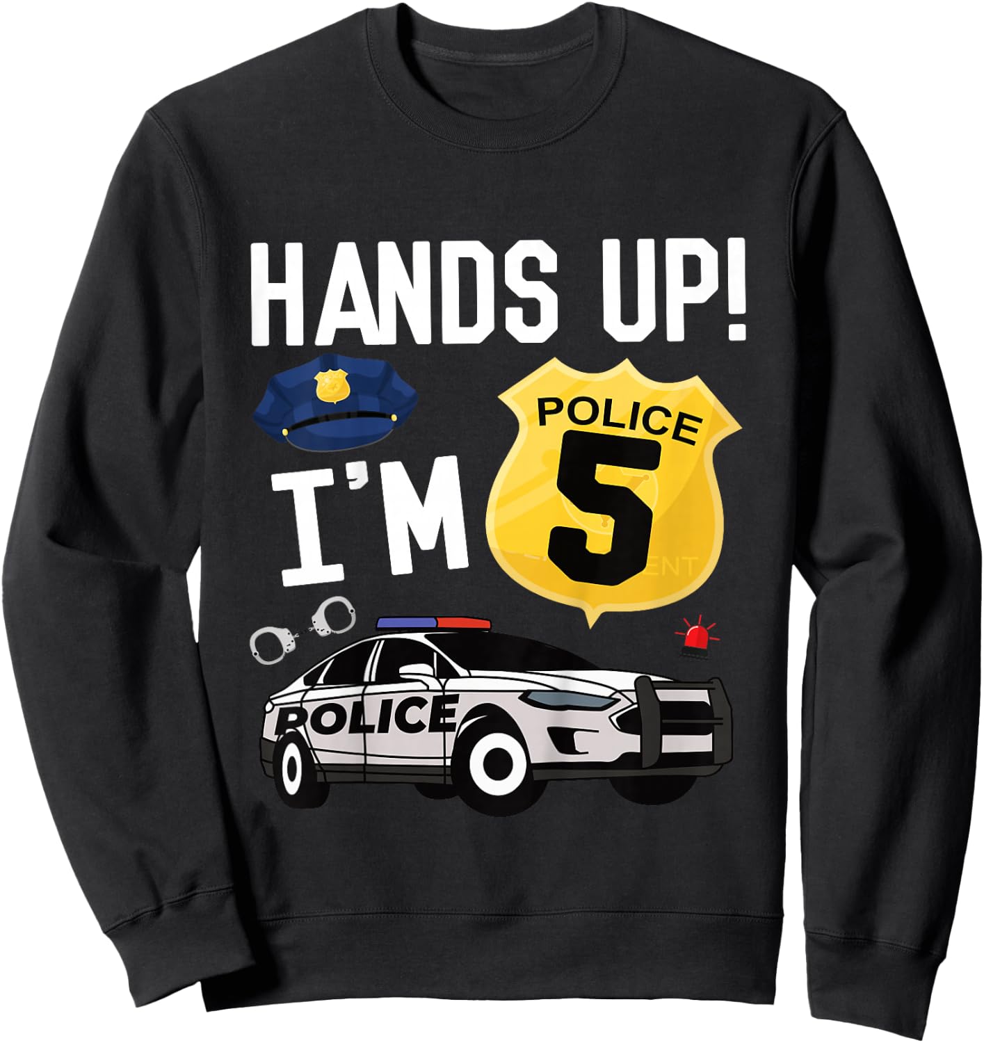 Kids 5th Birthday Policeman Boy Five Year Old Police Officer Sweatshirt - Sweatshirt | Black