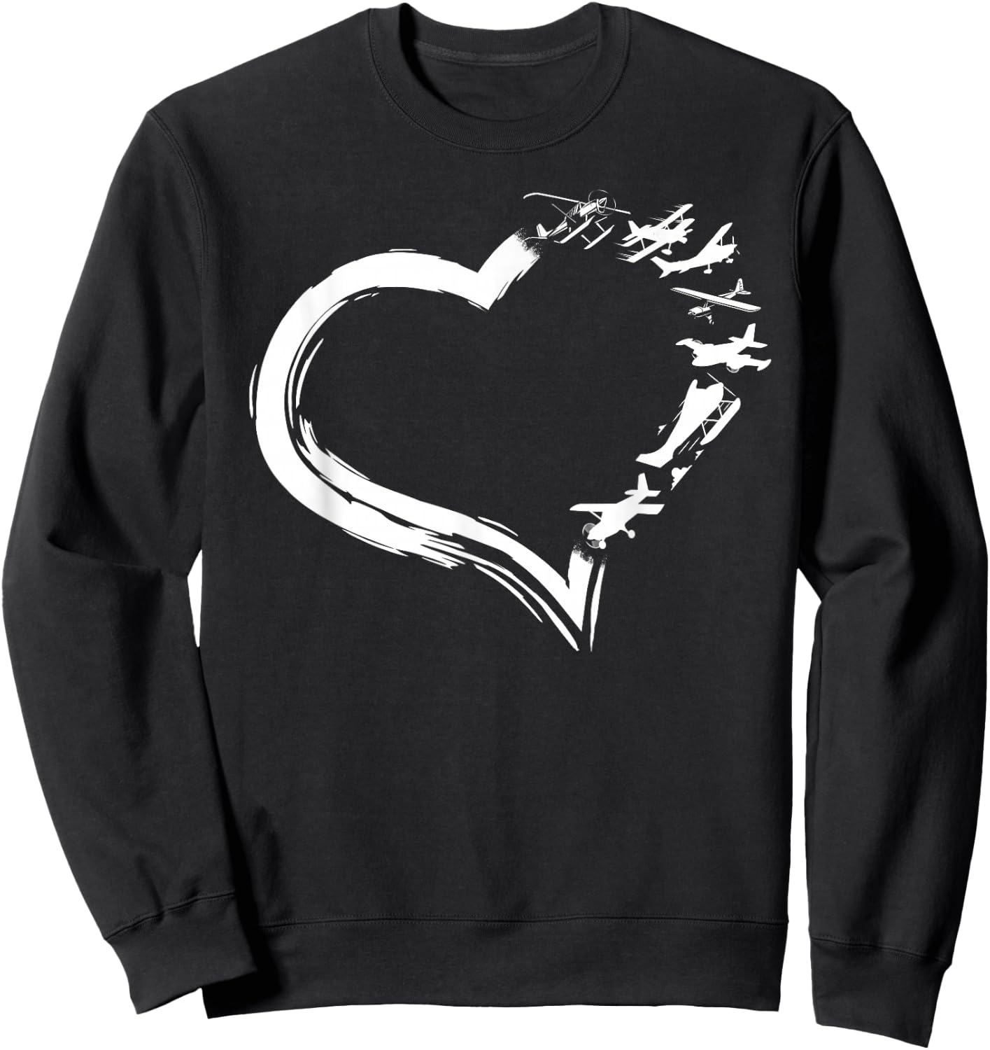 Airplane Pilot Heart Vintage Sweatshirt - Sweatshirt | Black