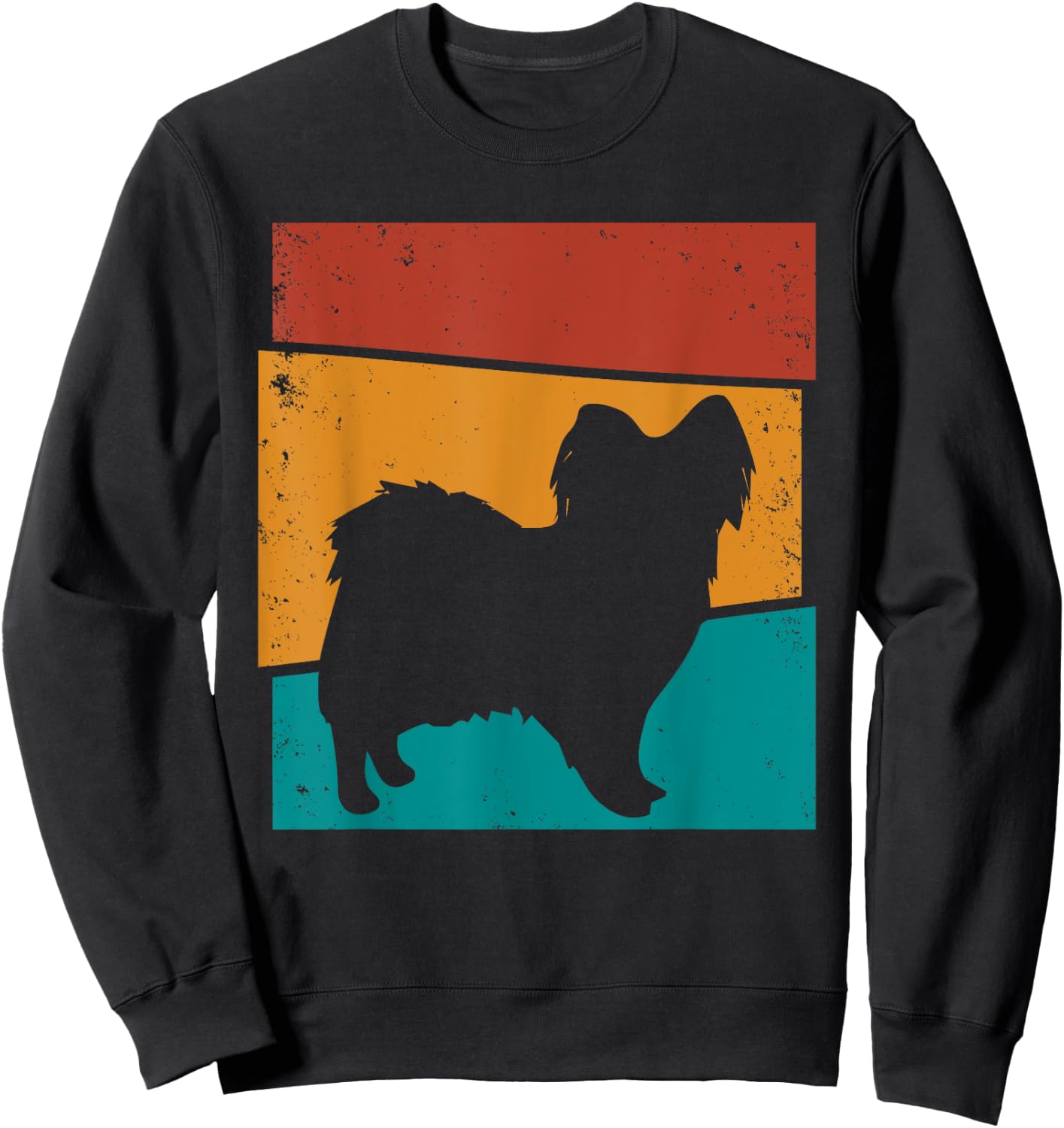 Retro Papillon Dog I Papillon Art I Papillon Dog Sweatshirt - Sweatshirt | Black