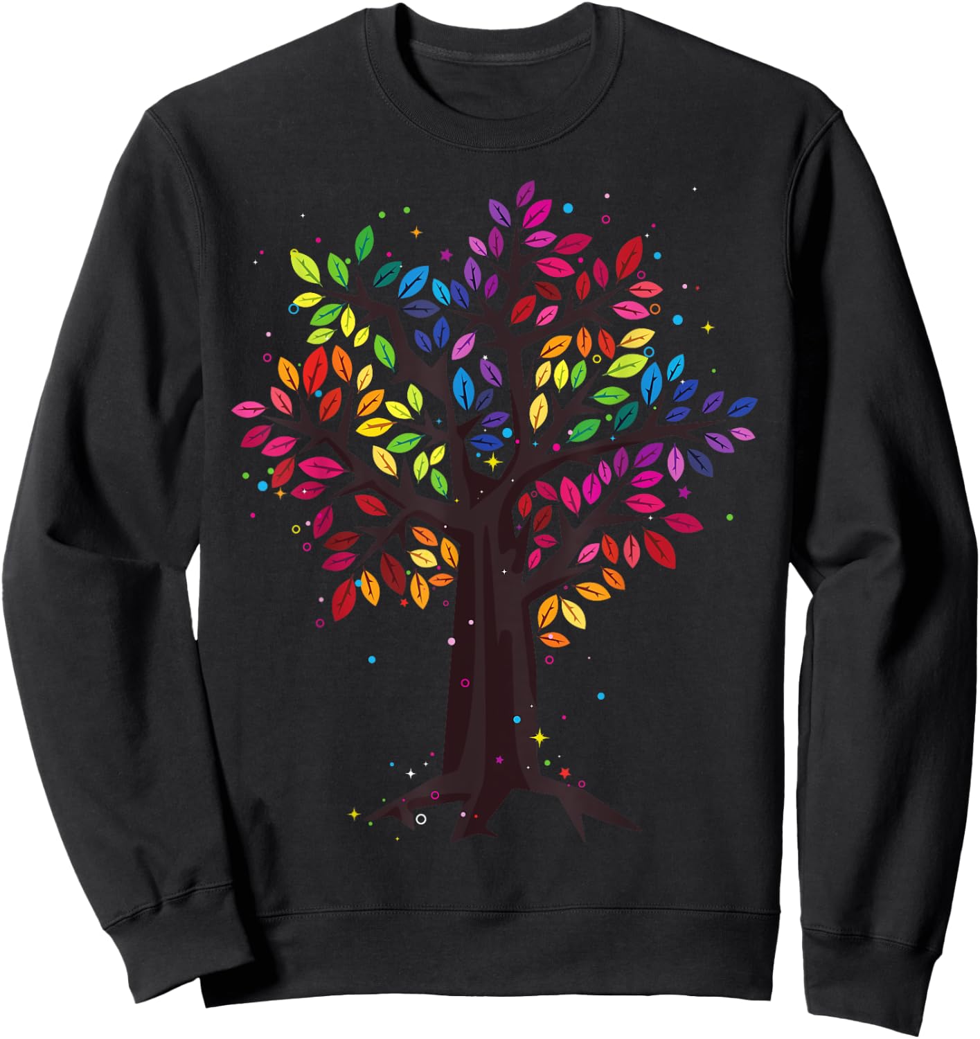 Rainbow Tree, Tree of Life, Colorful Leaf Rainbow Leaf Sweatshirt - Sweatshirt | Black