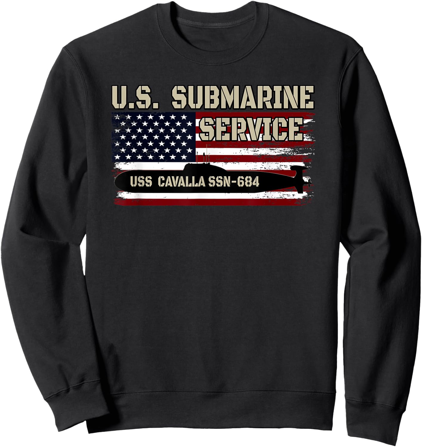 USS Cavalla SSN-684 Submarine Veterans Day Father's Day Sweatshirt - Sweatshirt | Black