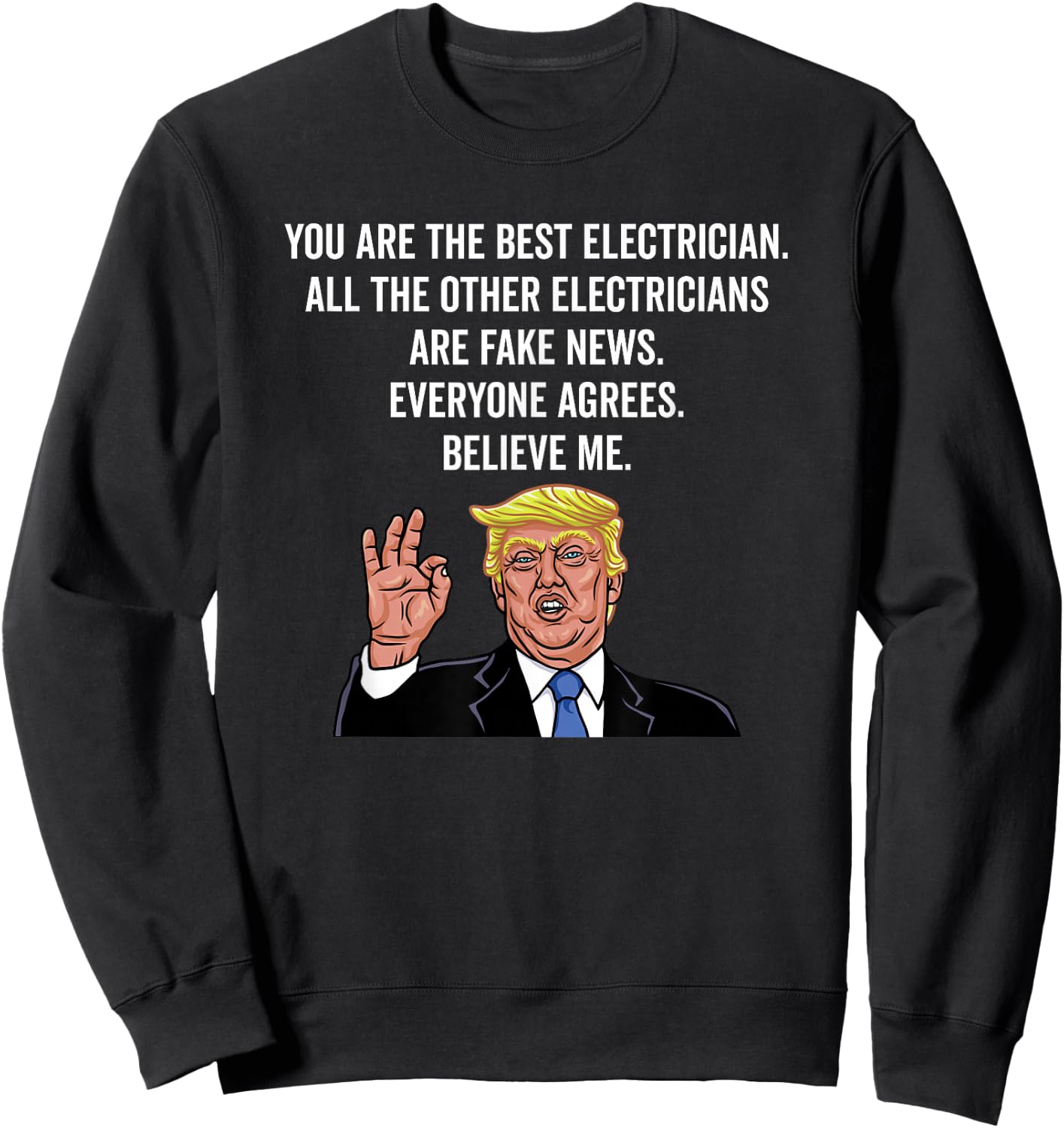 Funny Electrician Designs Men's Black Funny Trump Electrician Lineman Sweatshirt - Sweatshirt | Black