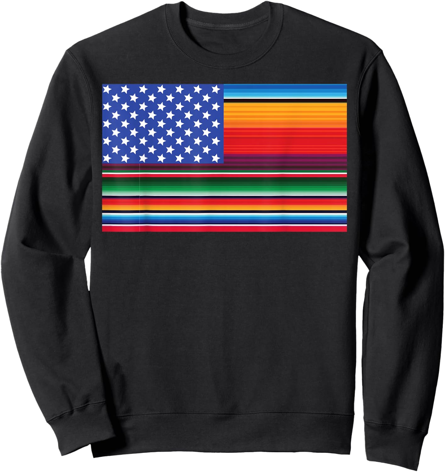 Cinco De Mayo Festival Funny Serape American USA Flag Cool Sweatshirt - Sweatshirt | Black