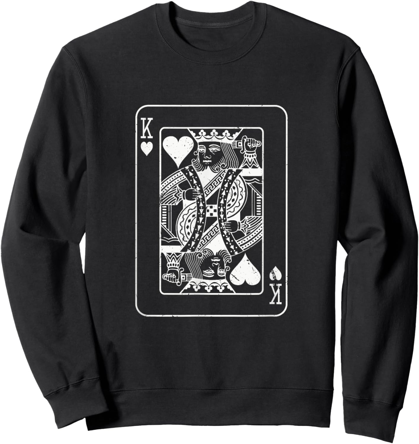 Heart King Playing Card - Poker Skat Double Head Wedding Couple Sweatshirt - Sweatshirt | Black