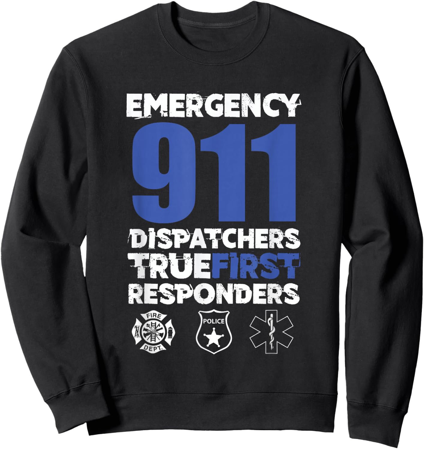 Emergency 911 Dispatcher Operator USA American Firefighter Sweatshirt - Sweatshirt | Black