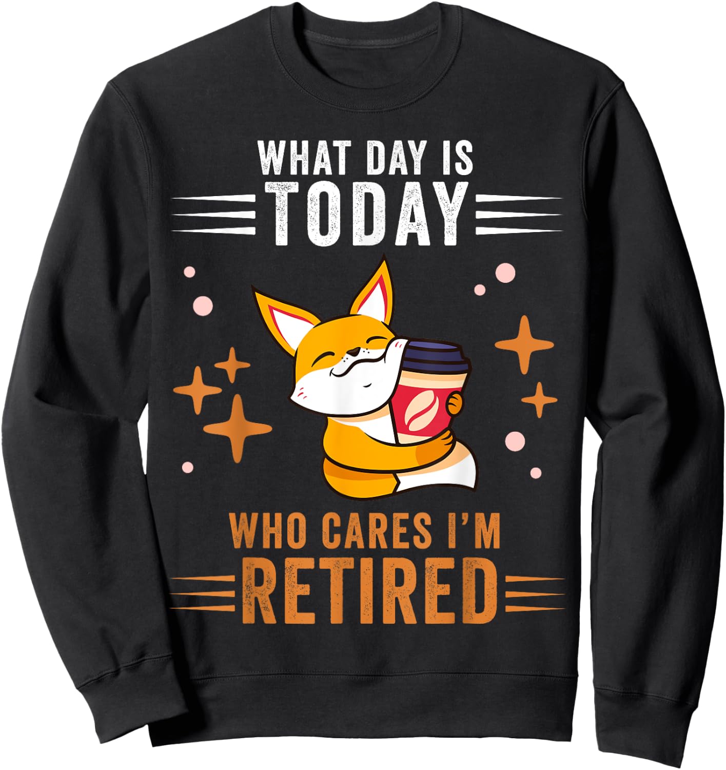 What Day Is Today Who Cares I'm Retired Fox Lover Coffee Sweatshirt - Sweatshirt | Black