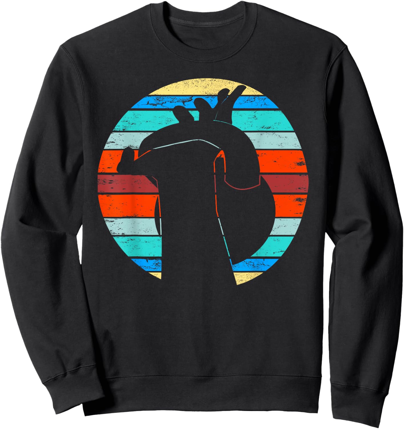 Vintage Workout Kettlebell Retro Sunset Gym Fitness Gift Sweatshirt - Sweatshirt | Black