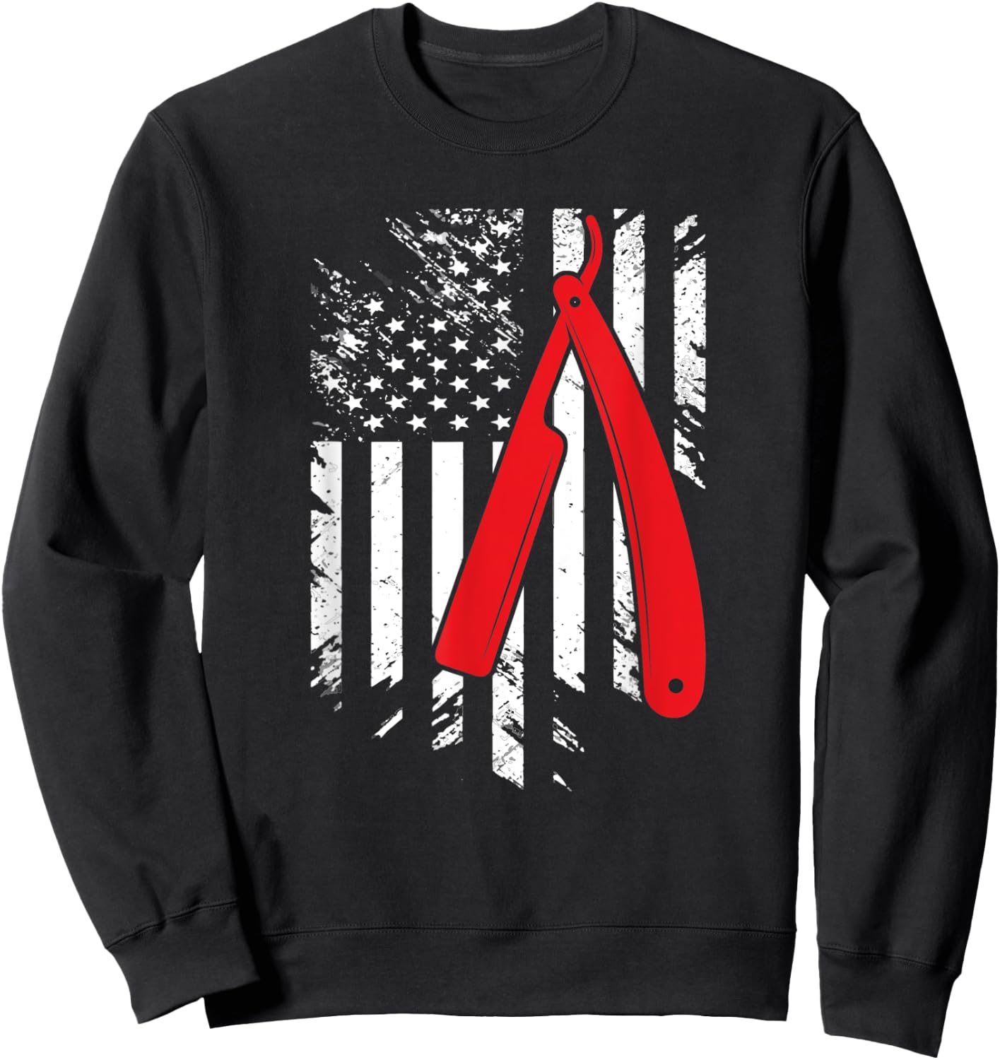 USA Red White Barber American Flag Cool Gift Sweatshirt - Sweatshirt | Black