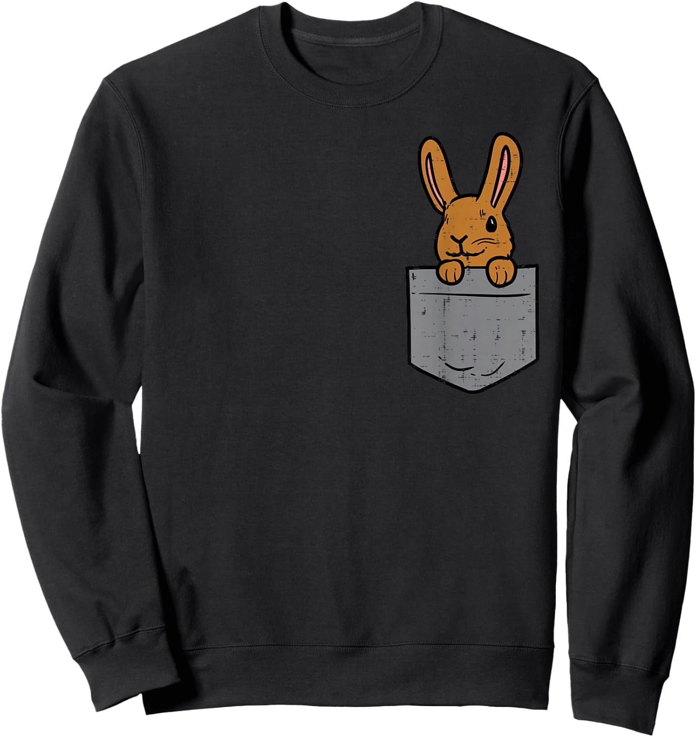Pocket Bunny Rabbit Cute Happy Easter Day Men Women Kids Sweatshirt - Sweatshirt | Black