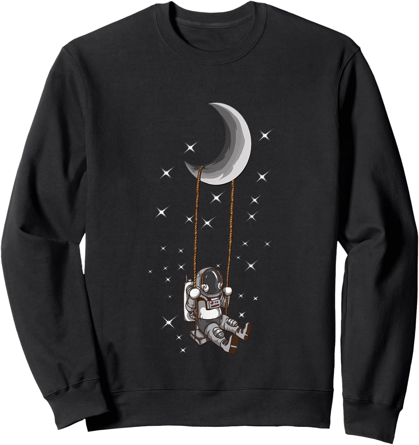 Astronaut Moon Swing Space Universe Stars Cosmonaut Sweatshirt - Sweatshirt | Black
