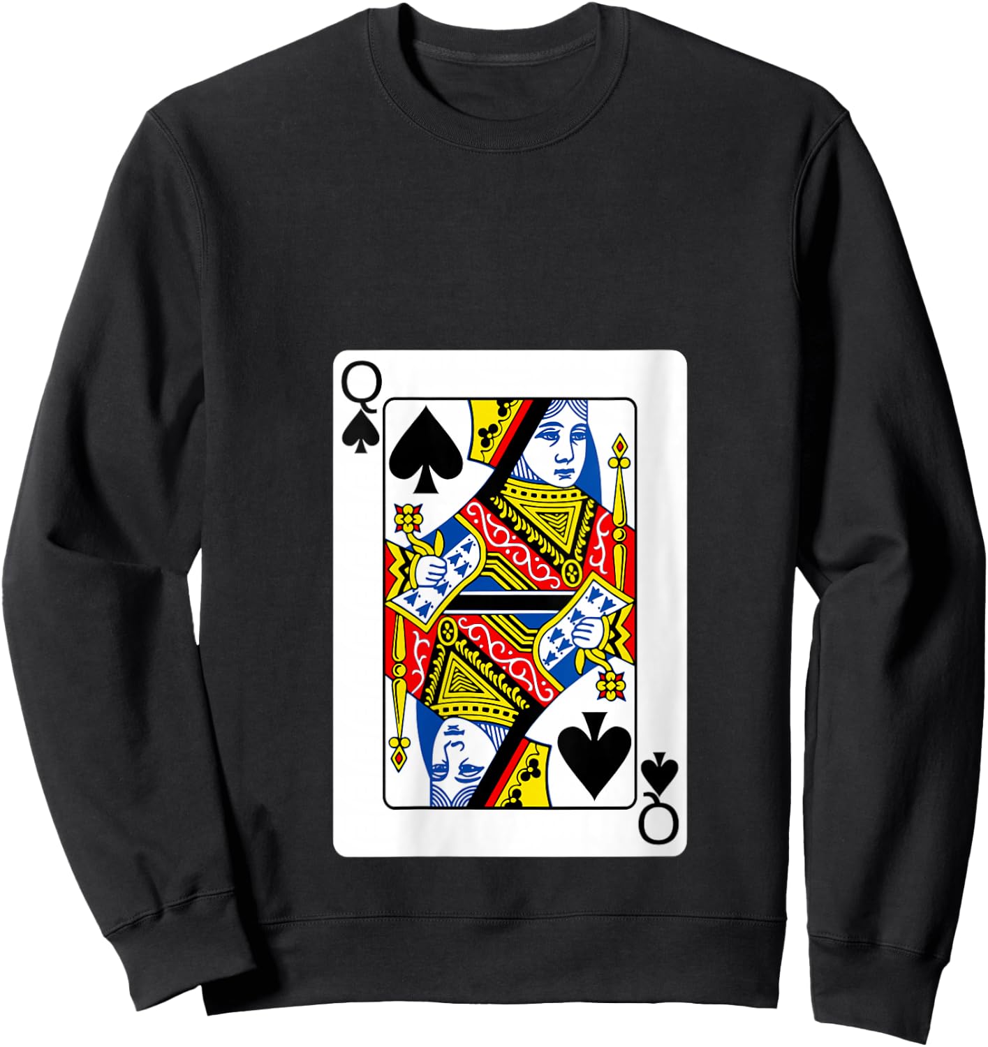 Queen Of Spades Playing Card Group Costume Poker Player V-Neck Sweatshirt - Sweatshirt | Black