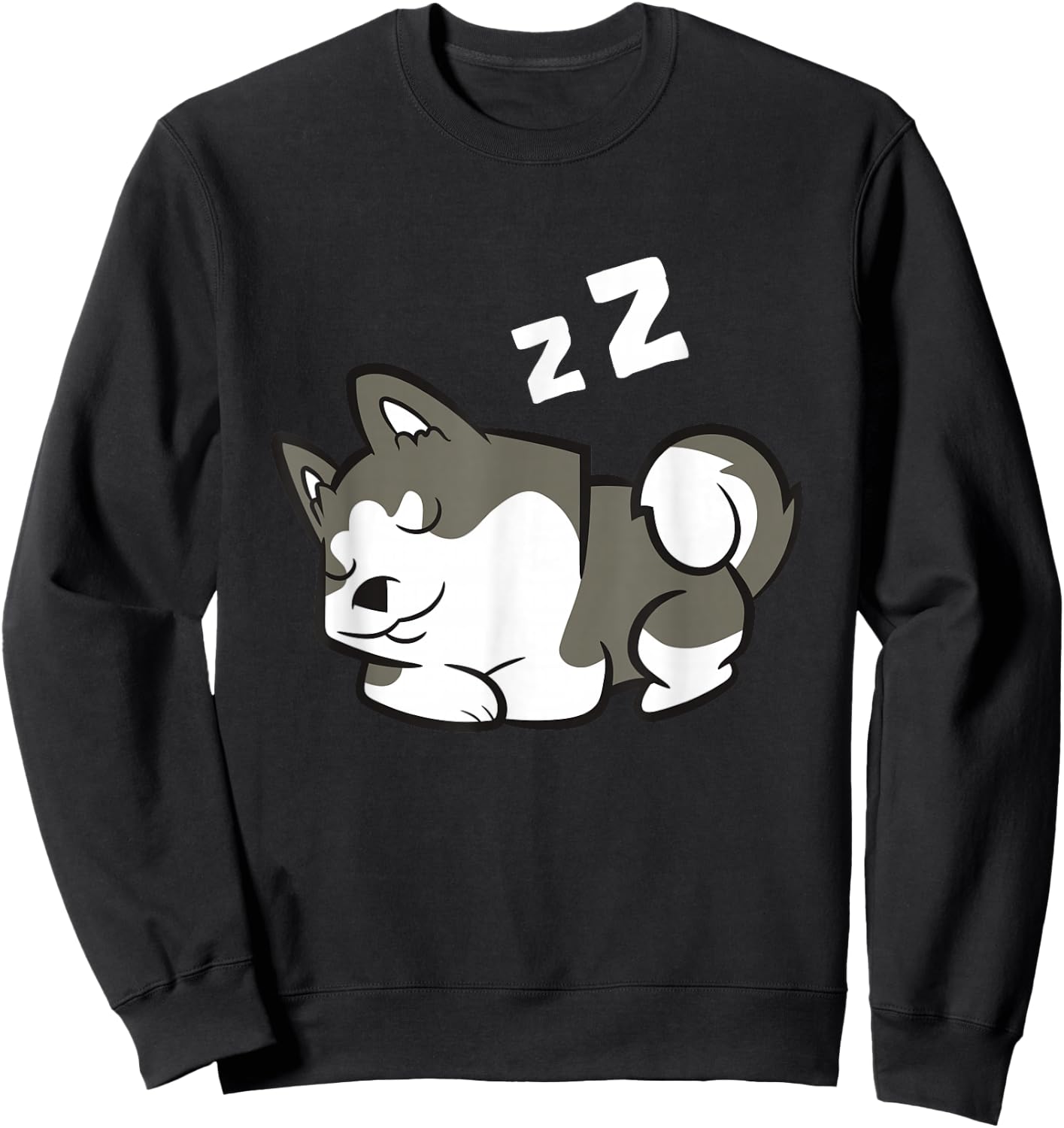 Lazy Husky Dog Sleeping Siberian Husky Sweatshirt - Sweatshirt | Black
