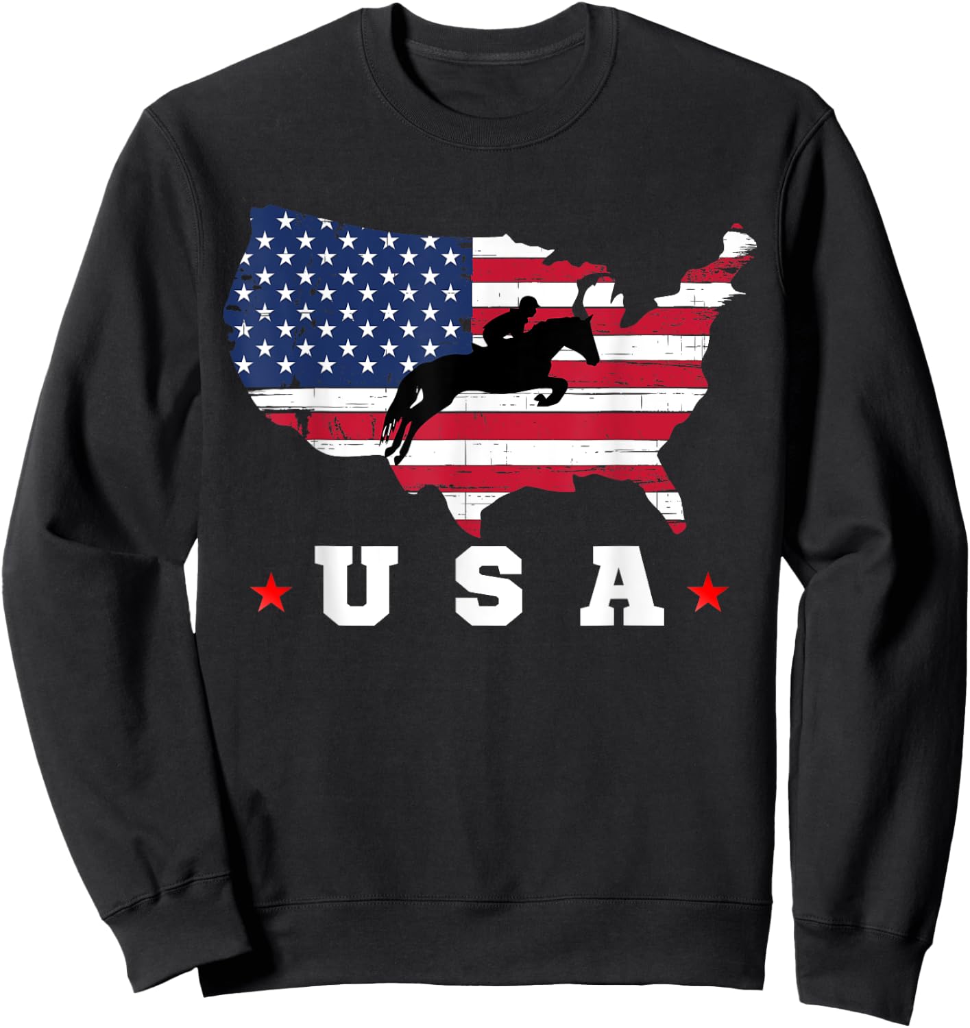 American Flag USA, Patriotic Sports American Flag Equestrian Men Sweatshirt - Sweatshirt | Black