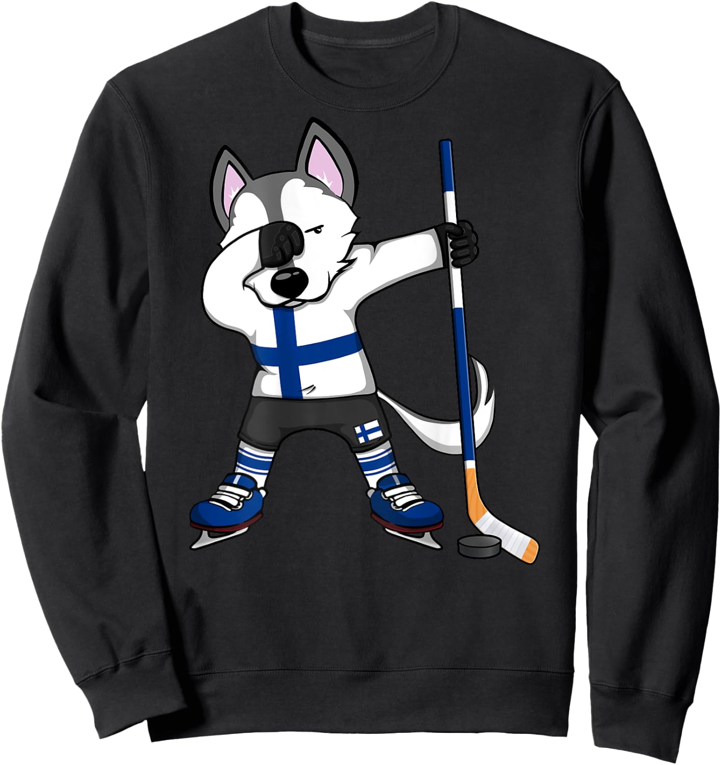 Dabbing Husky Finland Ice Hockey Lovers Jersey Winter Sports Sweatshirt - Sweatshirt | Black