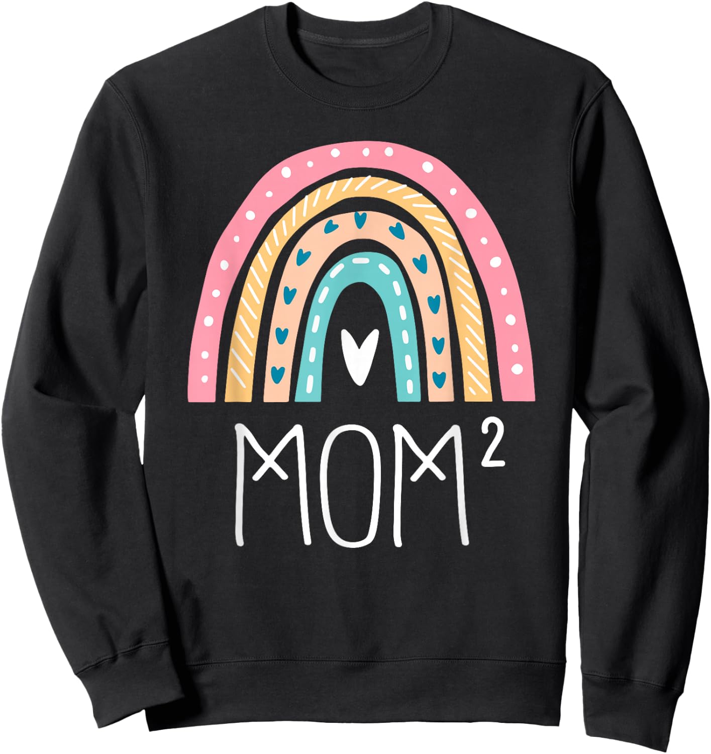 Funny Mom2 Rainbow Gifts Twin Mom Mama of Two Sweatshirt - Sweatshirt | Black