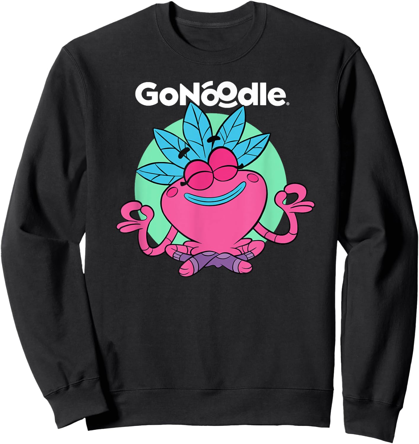 GoNoodle Om Petalhead Champ - -Adults & Kids - Black - Small - Short Sleeve - Classic Fit - Cotton & Polyester - Modern Classic - Stylish - Dancing & Running - All Seasons Sweatshirt - Sweatshirt | Black