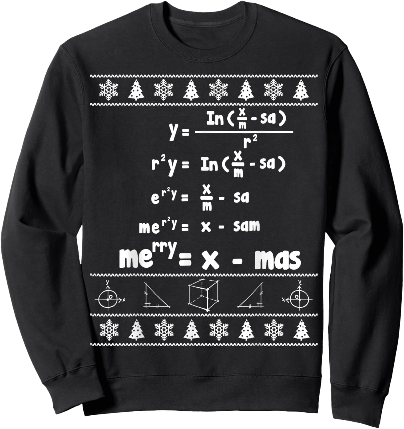 Merry = X-mas Ugly Christmas Math Sweater Sweatshirt - Sweatshirt | Black