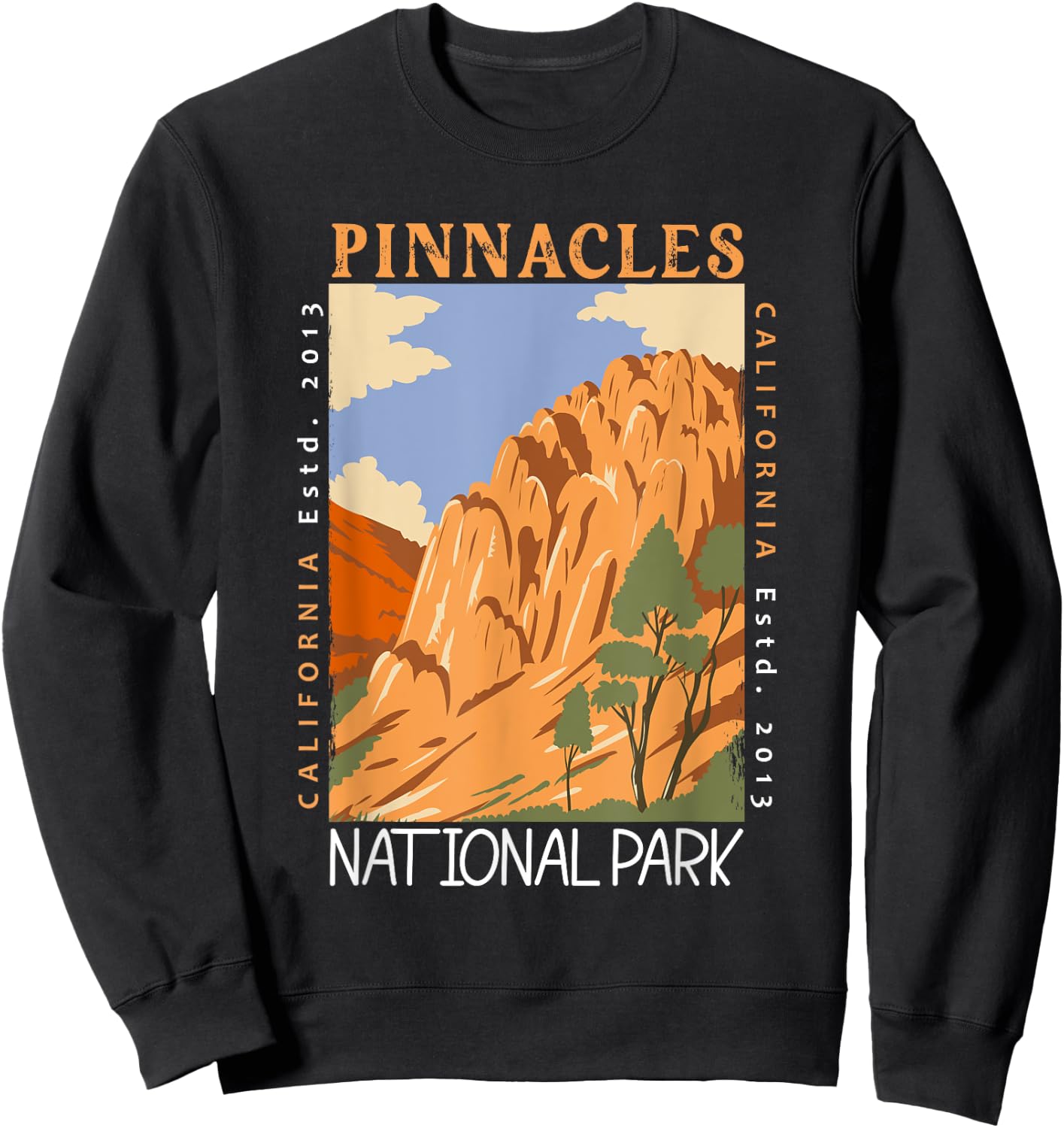 Pinnacles National Park California Distressed Vintage Sweatshirt - Sweatshirt | Black
