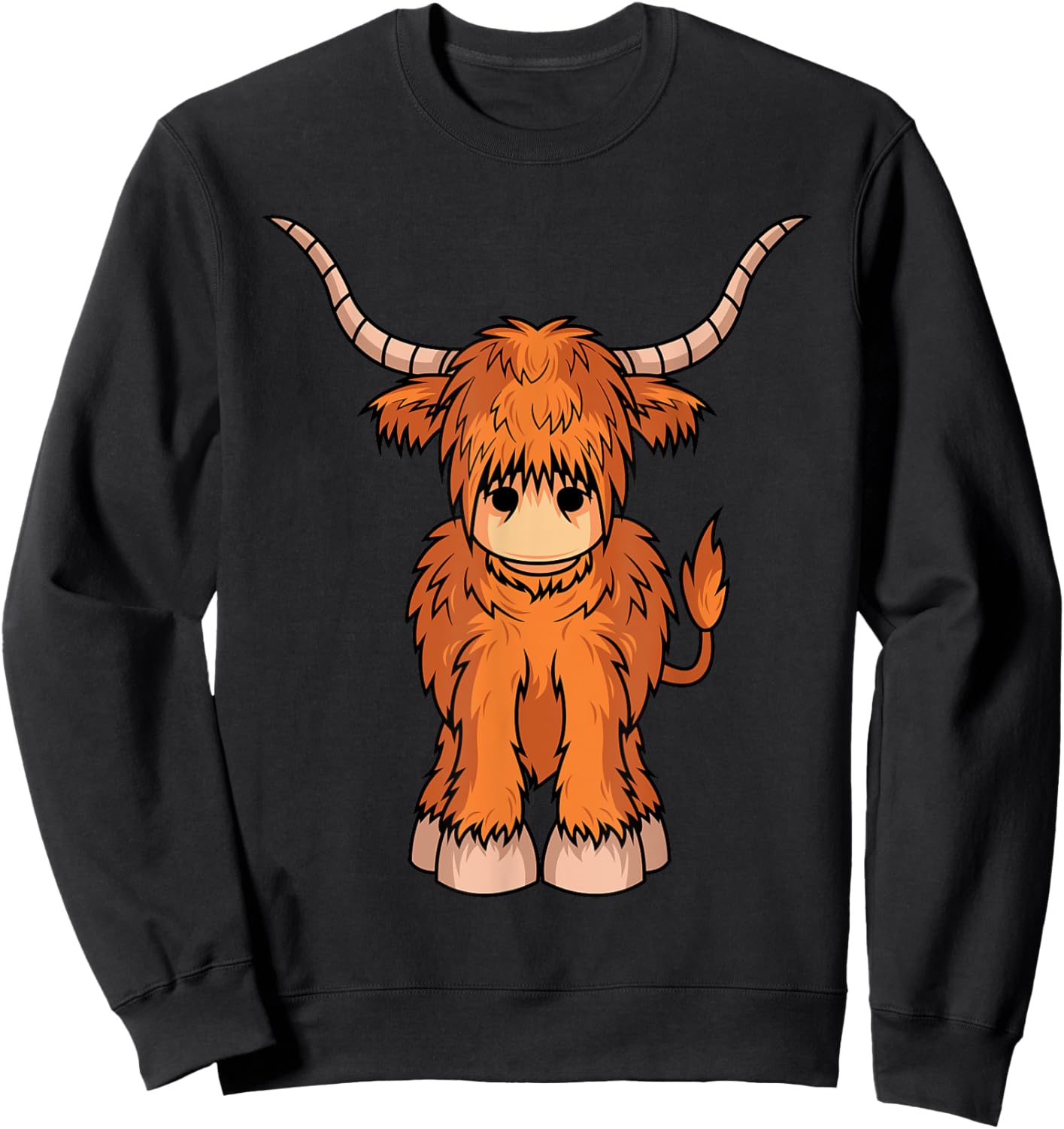 Cute Hairy Scottish Breed Highland Cow Farmer Animal Lover Sweatshirt - Sweatshirt | Black