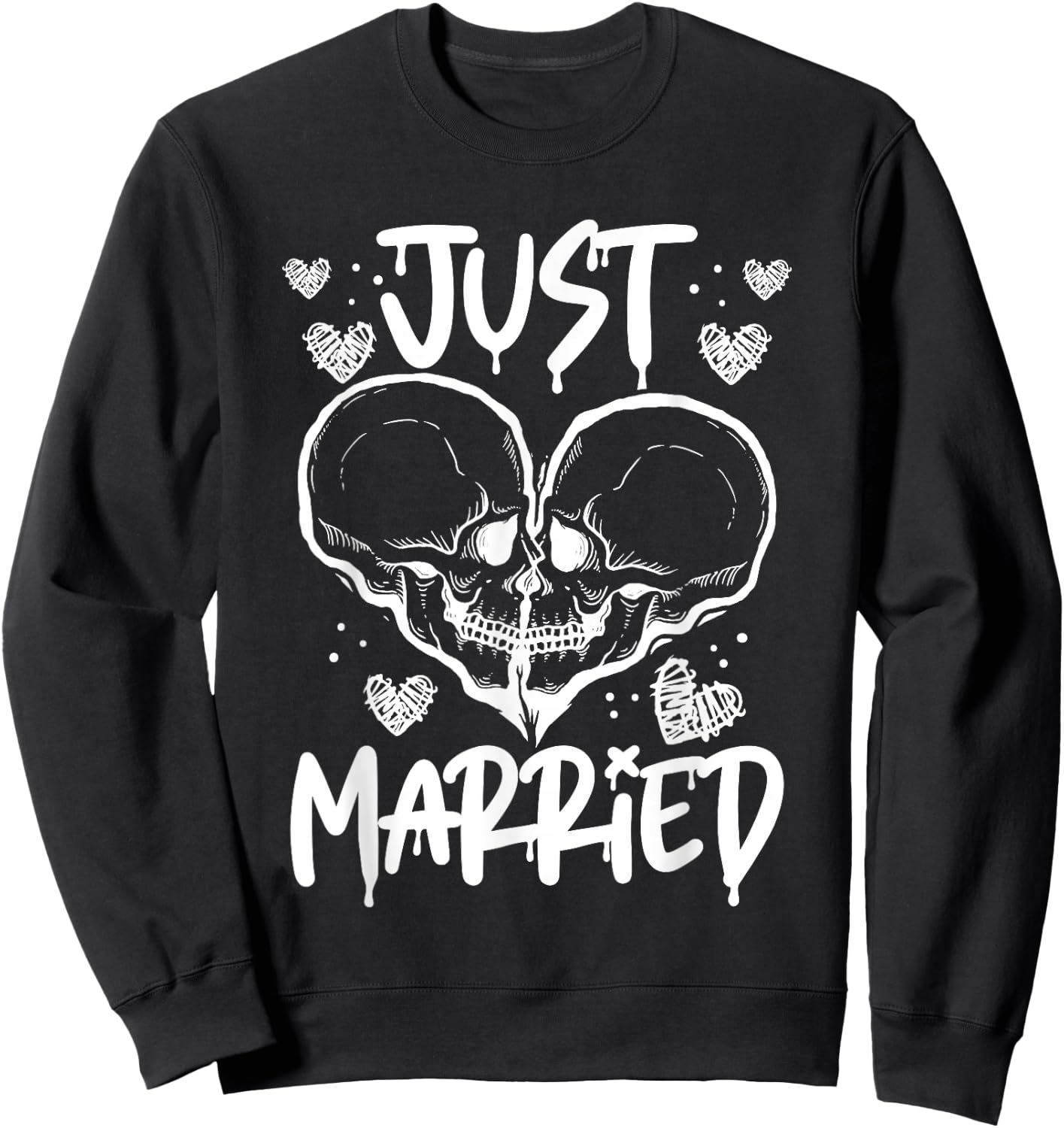 Just Married Halloween Skeleton Bride and Groom Wedding Sweatshirt - Sweatshirt | Black