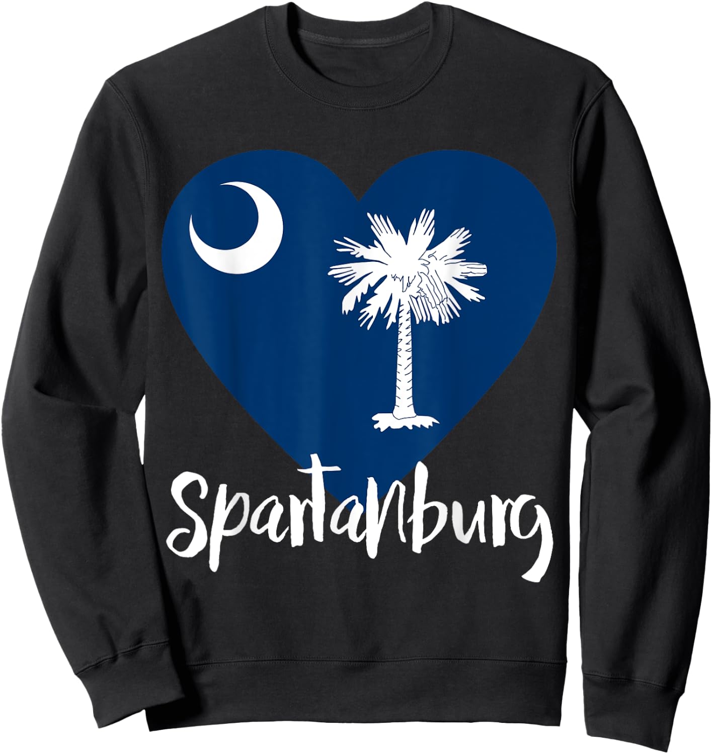 I Love Spartanburg South Carolina City SC Flag Heart Sweatshirt - Sweatshirt | Black