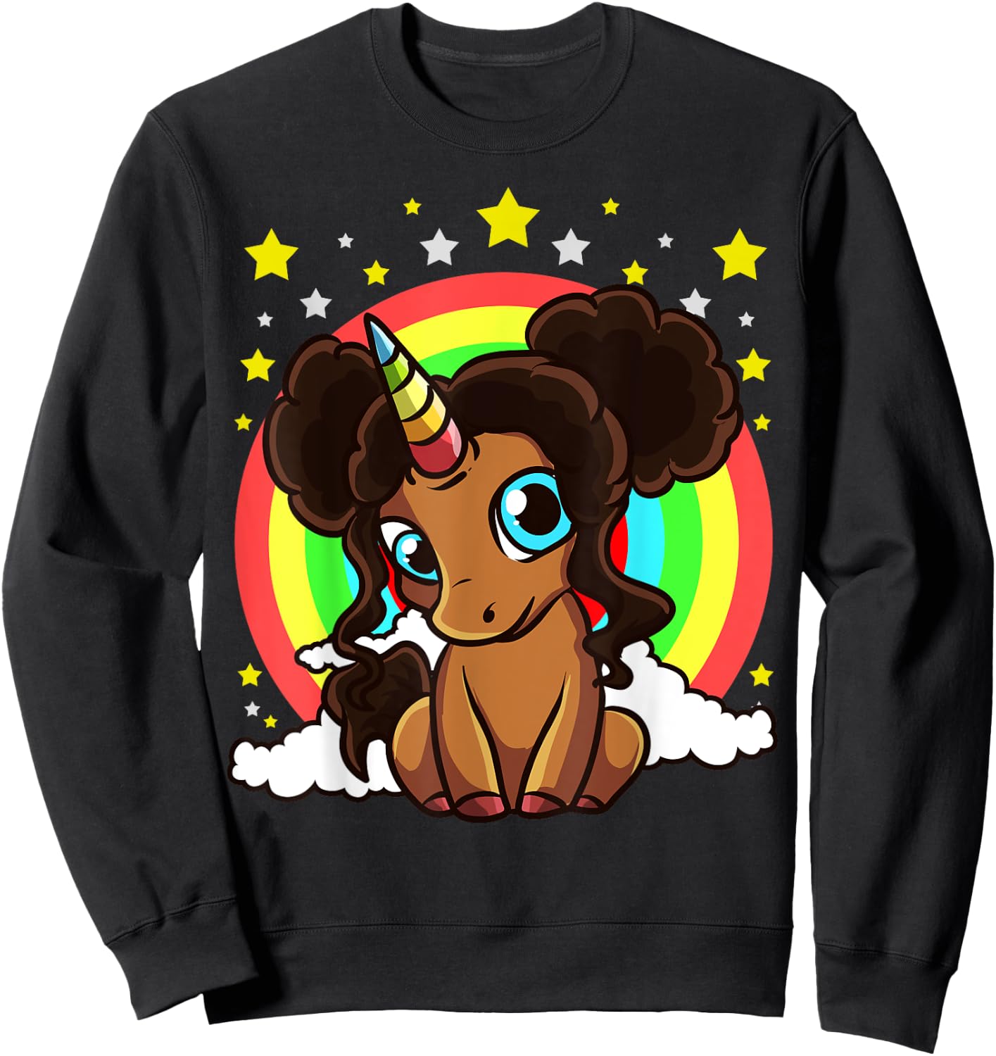 Black Girl Magic Unicorn Afro Puffs Brown Skin Cute Girls Sweatshirt - Sweatshirt | Black