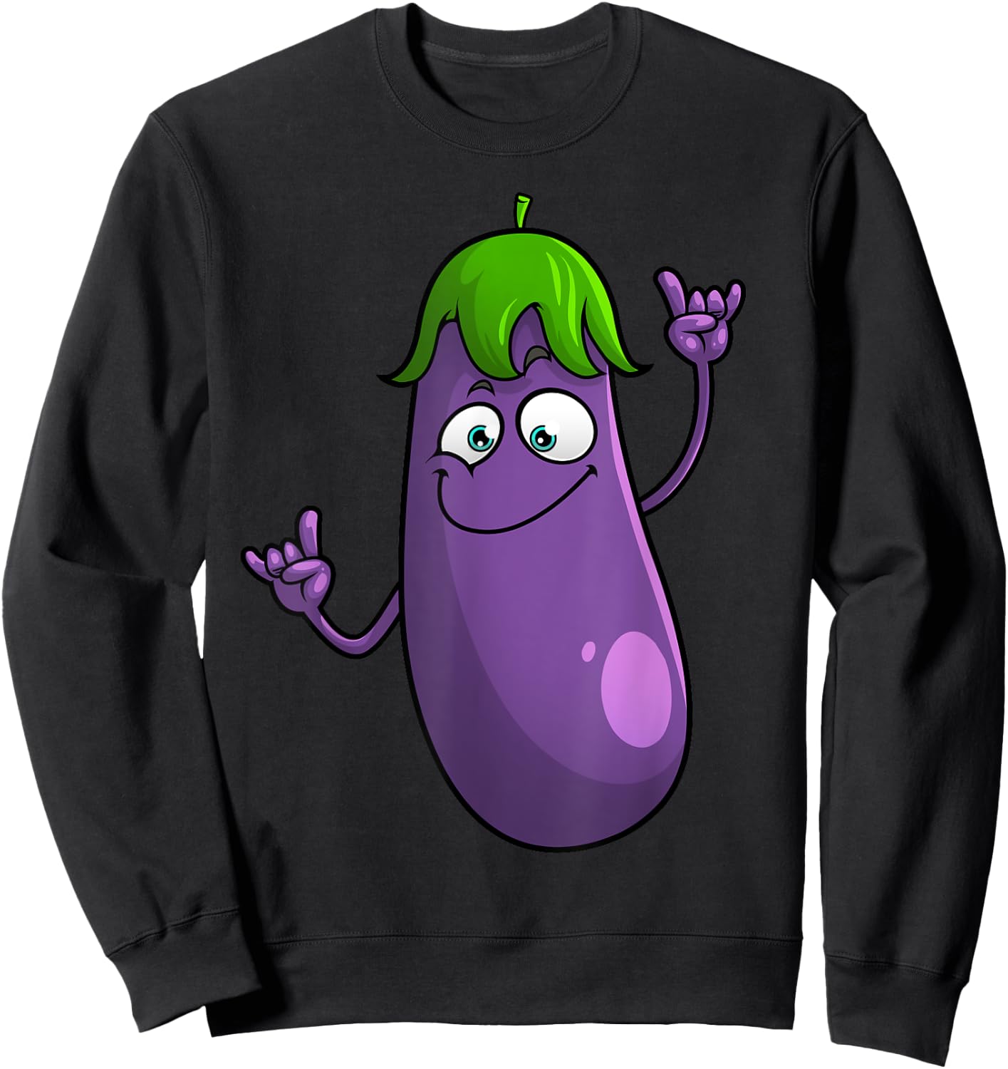 Funny Eggplant Designs Women Fruit Vegetable Sweatshirt - Sweatshirt | Black