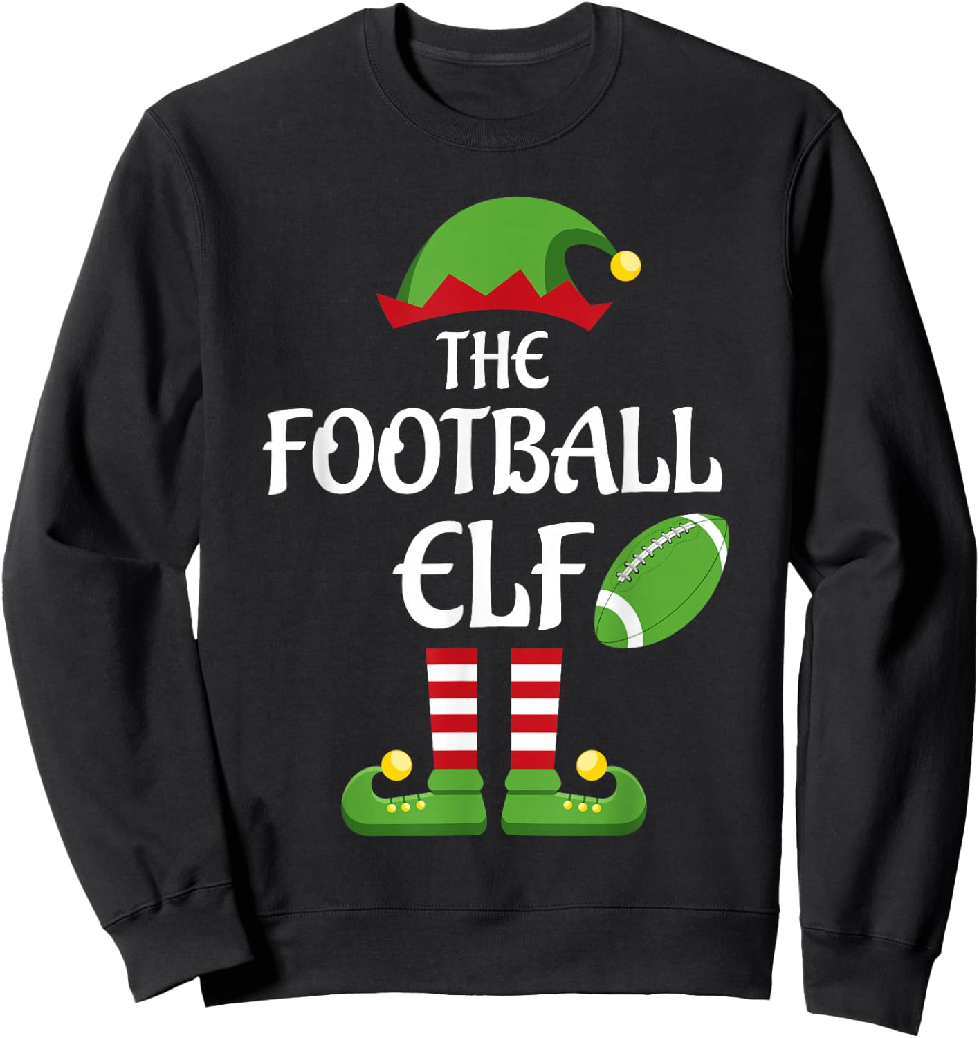 Football Elf Family Matching Group Christmas Sweatshirt - Sweatshirt | Black