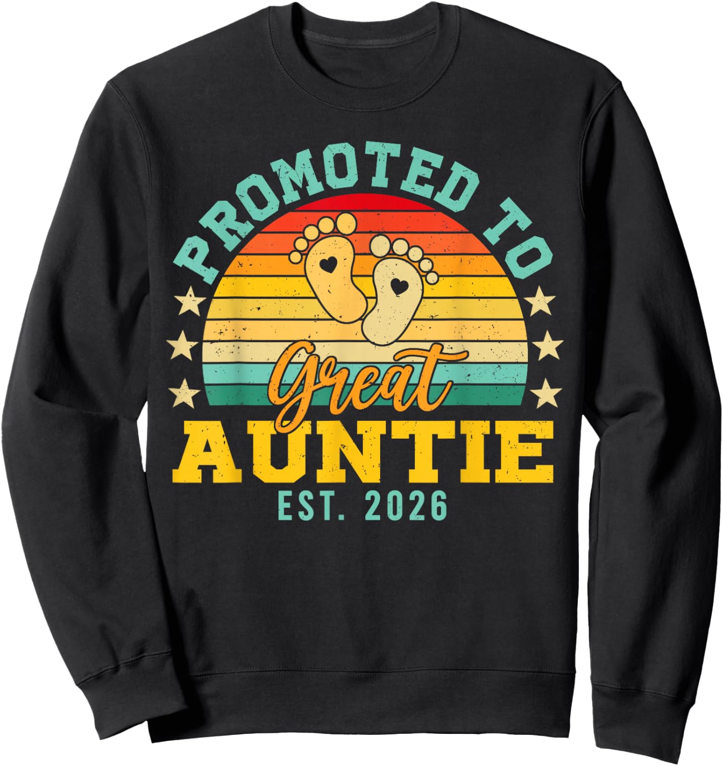 Retro Vintage Promoted to Great Auntie Est 2026 Sweatshirt - Sweatshirt | Black