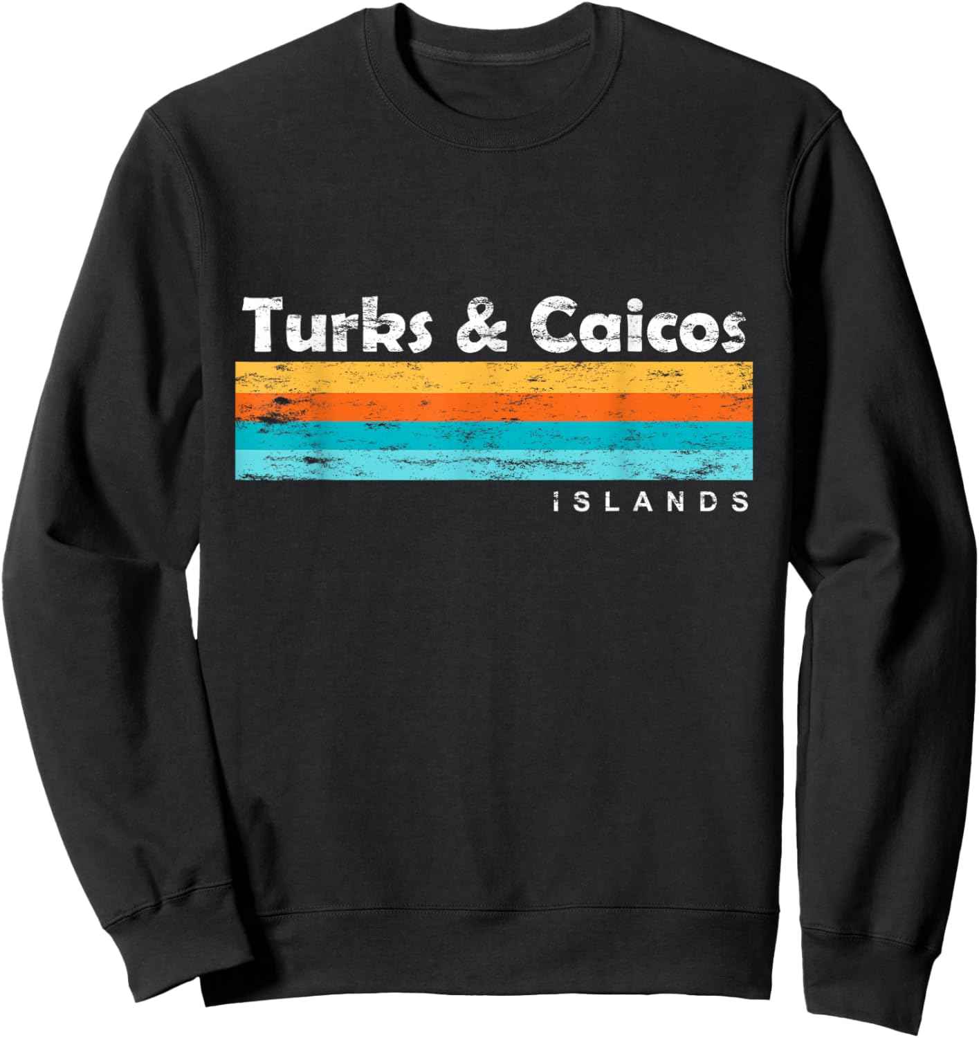 Vintage Turks & Caicos Islands Palm Trees Grace Bay Beach Sweatshirt - Sweatshirt | Black