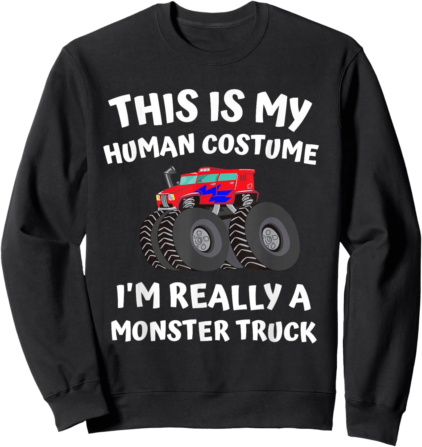 Kids Monster Truck Halloween Costume Toddler Boys 5T 4T Sweatshirt - Sweatshirt | Black
