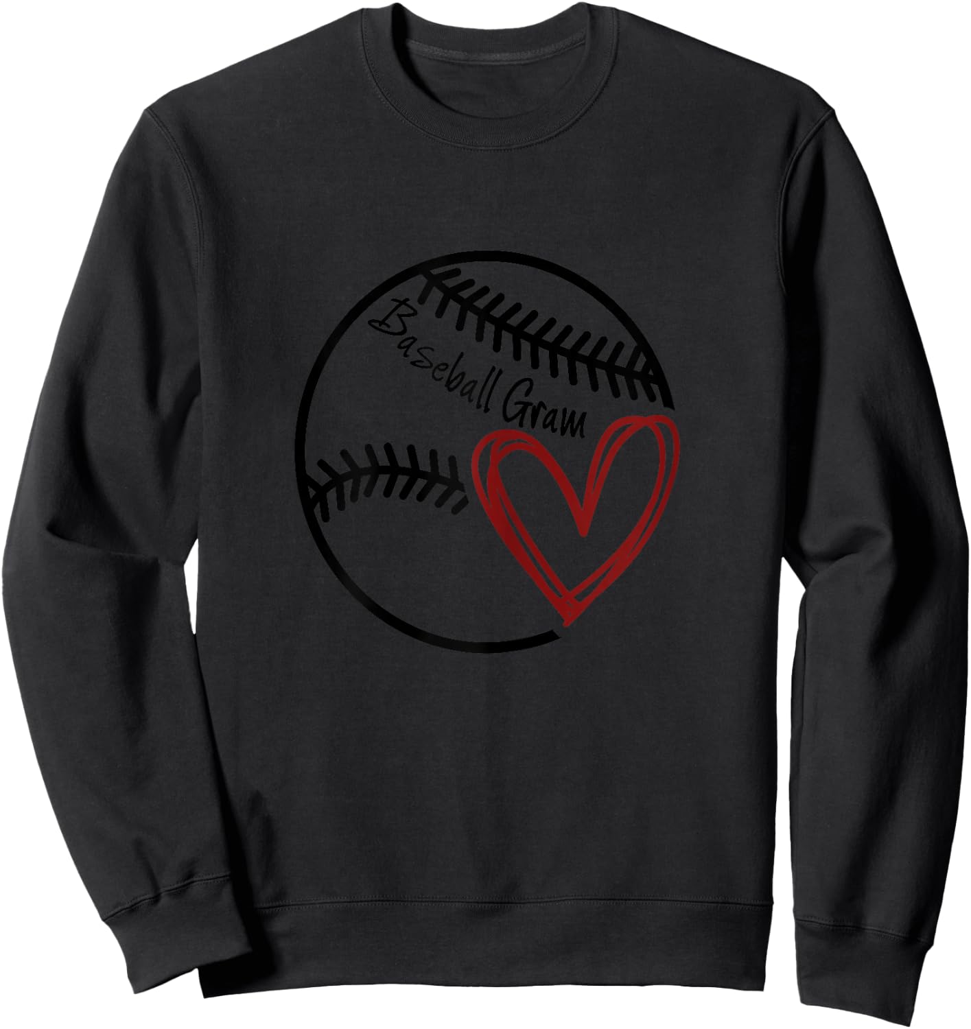 Baseball Gram Heart Grandma Sweatshirt - Sweatshirt | Black