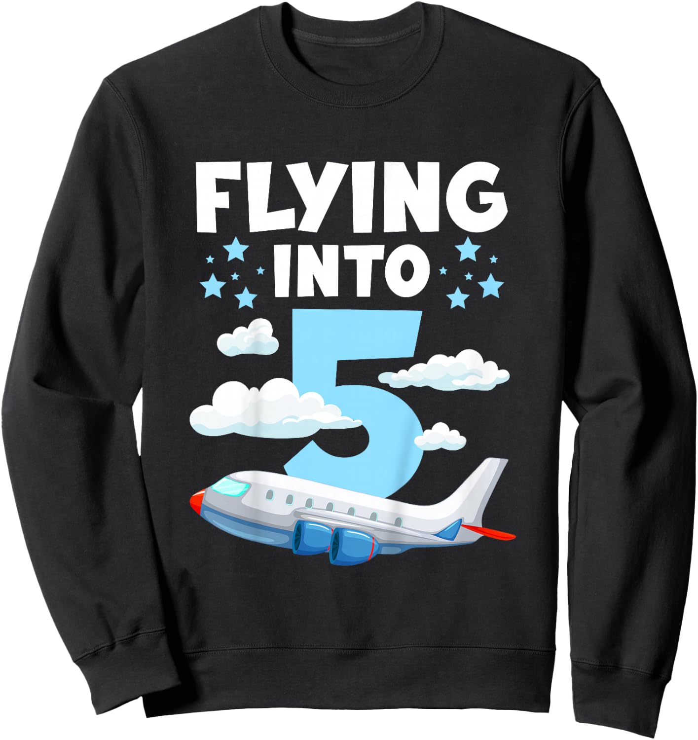 5th Airplane Birthday Party 5 Year Old Pilot Birthday Sweatshirt - Sweatshirt | Black