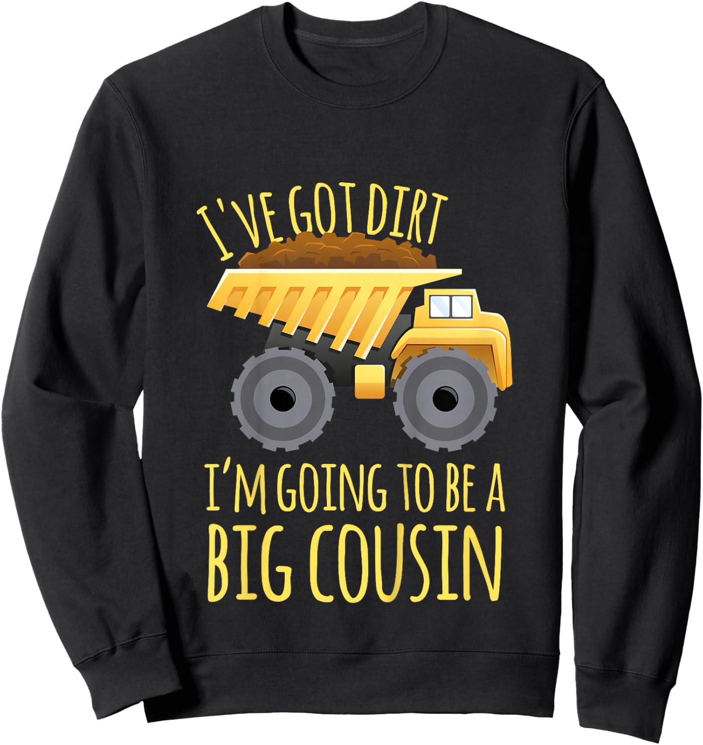 Kids Big cousin digger construction design for pregnancy reveal Sweatshirt - Sweatshirt | Black