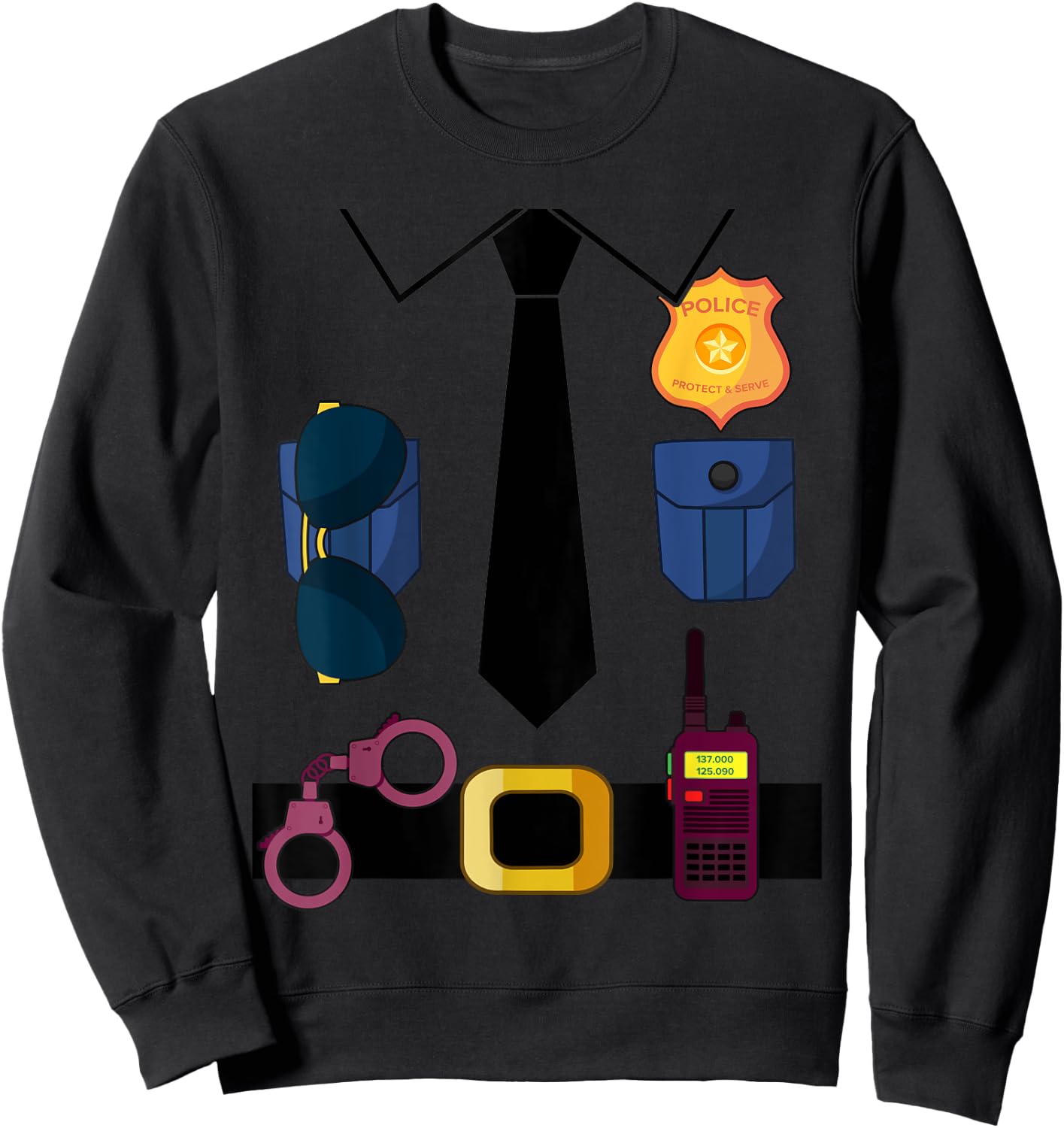 Police Costume For Kids & Adults Halloween Police Officer Sweatshirt - Sweatshirt | Black