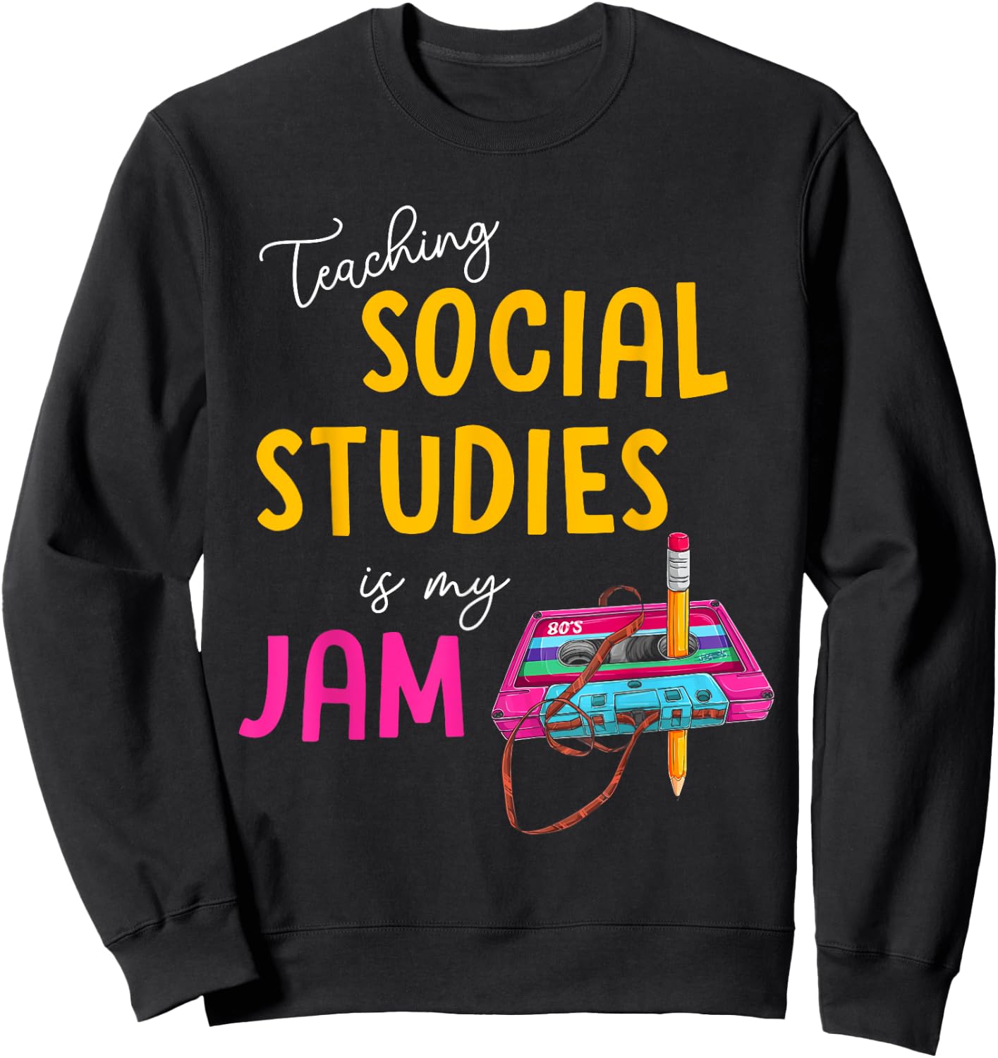 Teaching Social Studies Is My Jam Back To School Teacher Kid Sweatshirt - Sweatshirt | Black