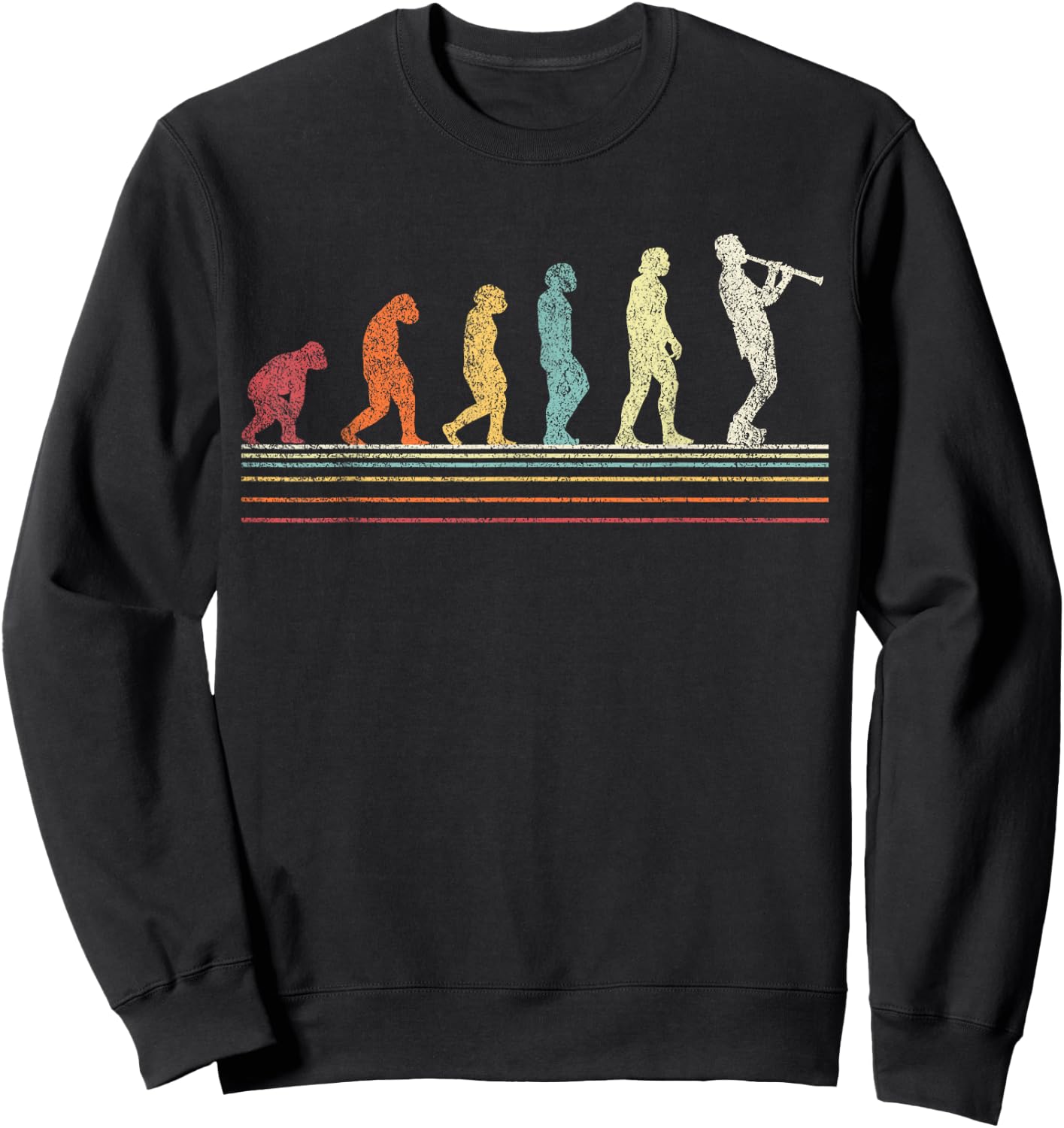 Funny Clarinet Player Evolution Musician Retro Vintage Sweatshirt - Sweatshirt | Black