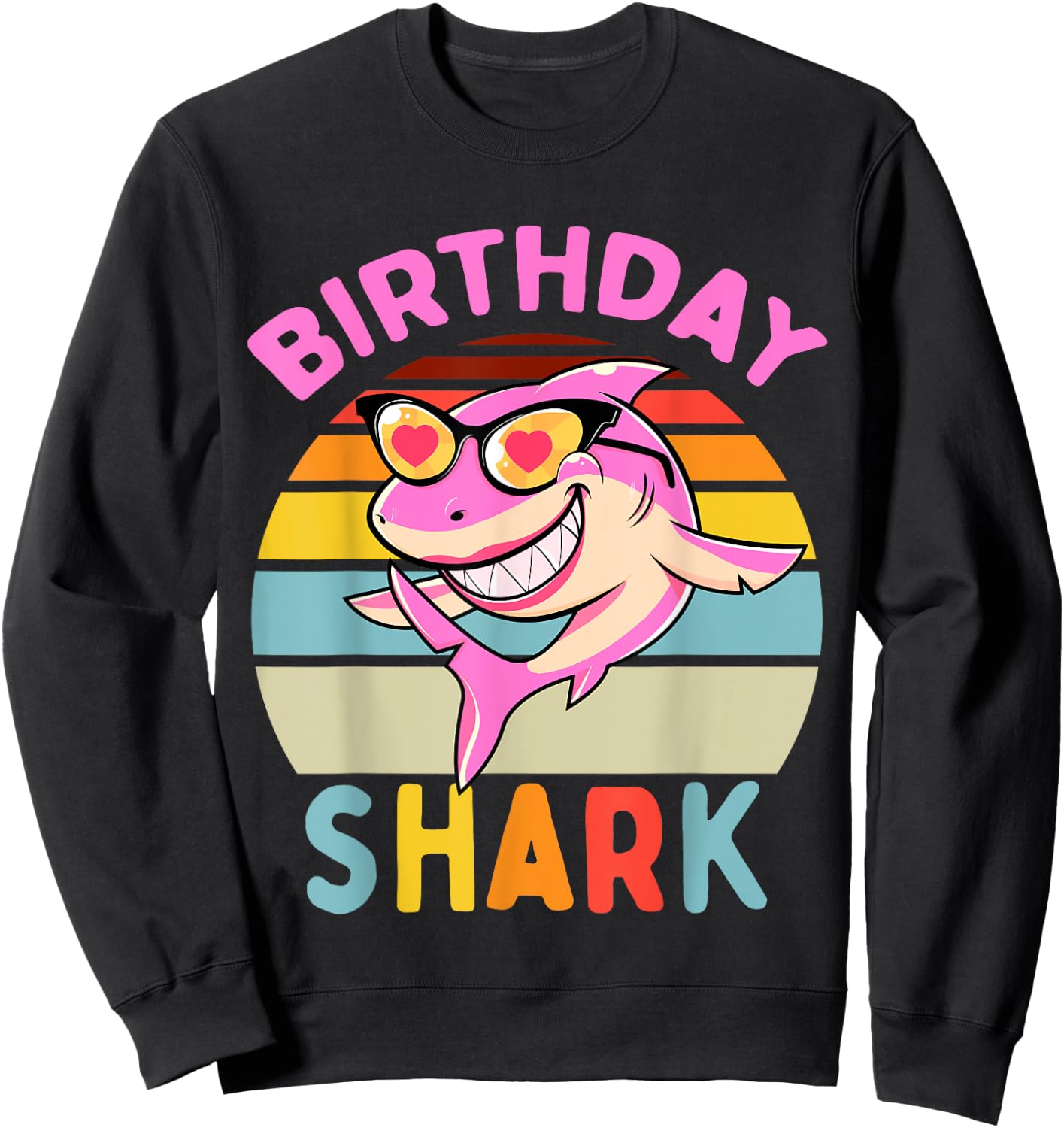 Shark Birthday Toddler Girls Kids Matching Family Girl Sweatshirt - Sweatshirt | Black