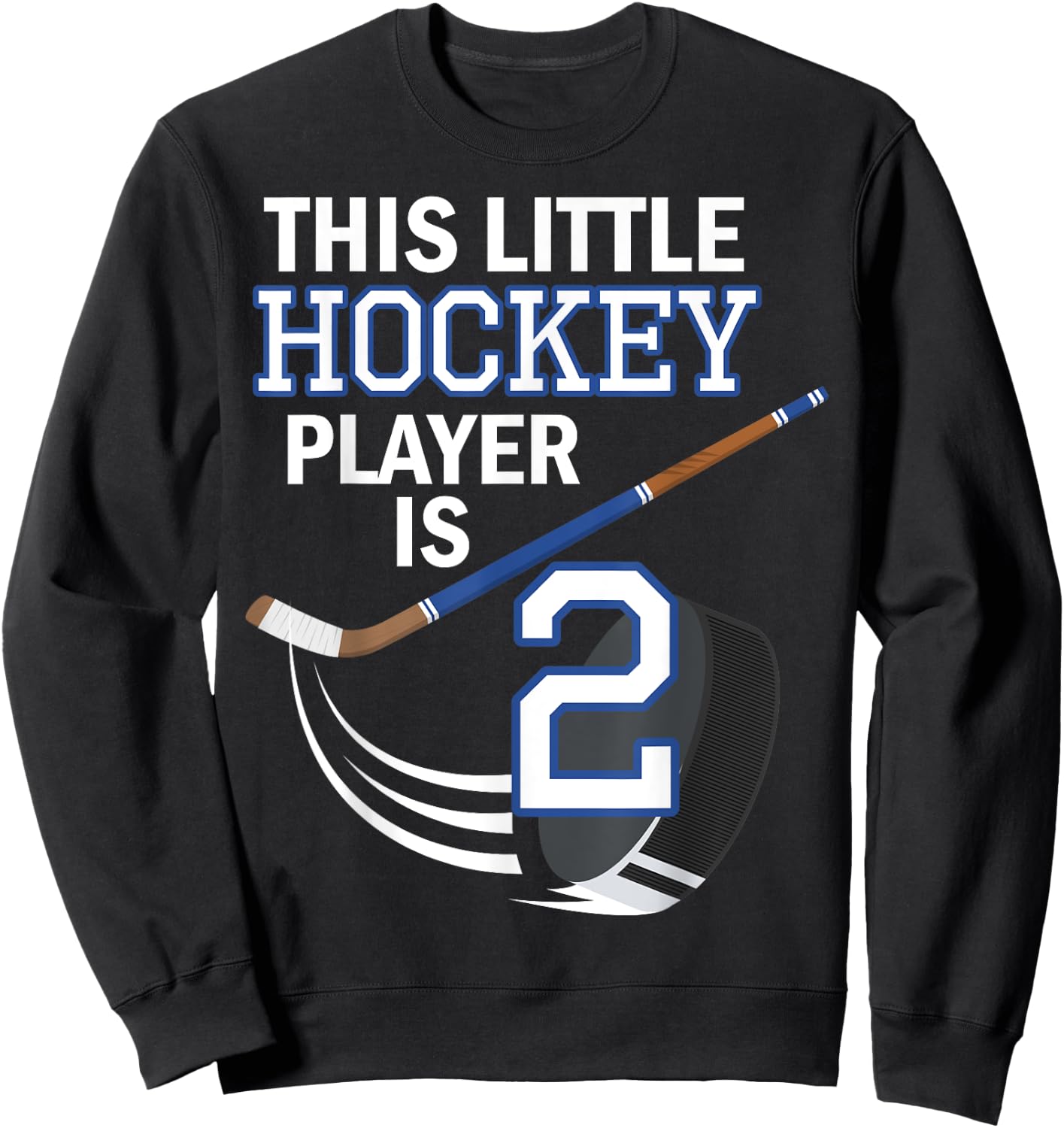 2nd Birthday Boy Hockey Stick Puck 2 Year Old Funny B-Day Sweatshirt - Sweatshirt | Black