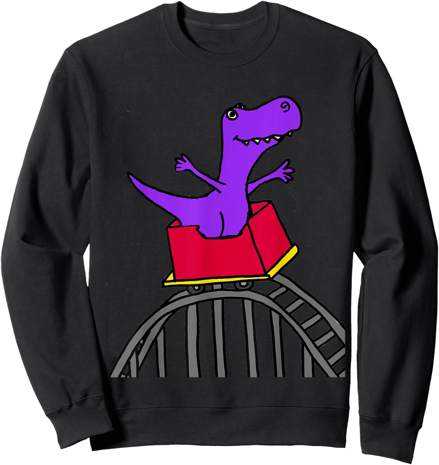 SmileteesFunny Funny T-rex Riding Roller Coaster Sweatshirt - Sweatshirt | Black