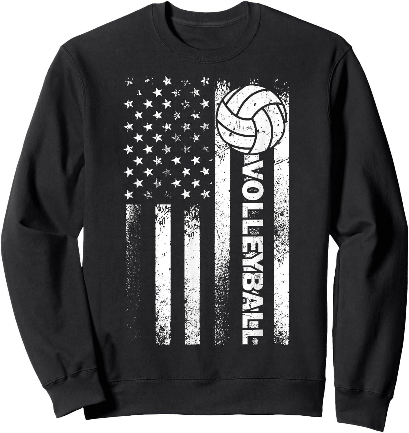 Funny Volleyball Design Women USA Patriotic Athlete Sweatshirt - Sweatshirt | Black