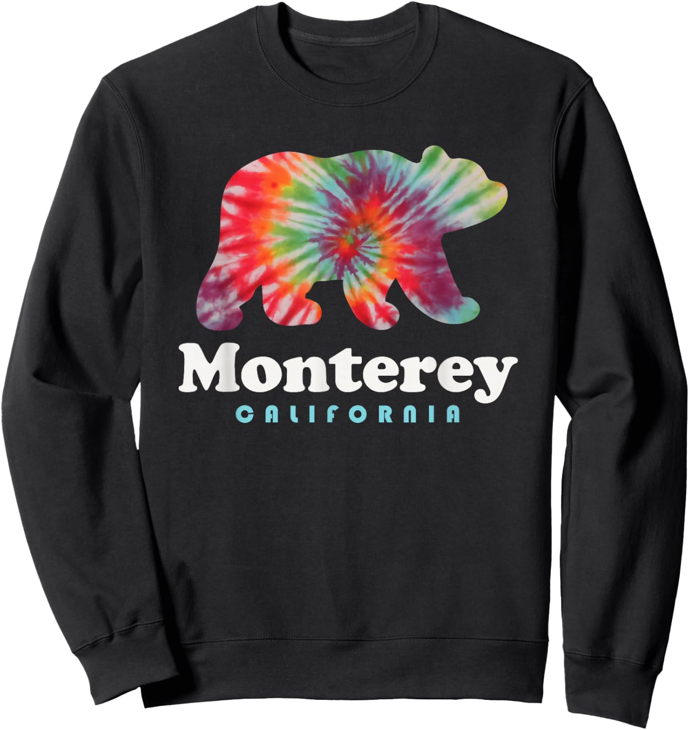 Monterey California Bear Tie Dye Hippie Carmel Valley Sweatshirt - Sweatshirt | Black