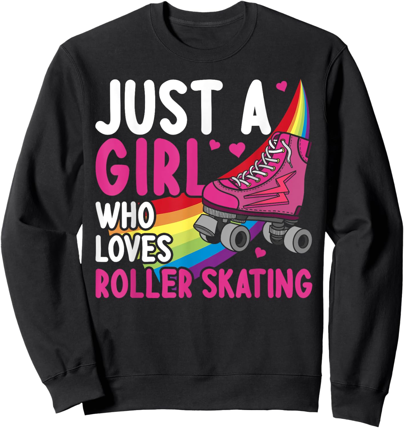 Funny Roller Skating Art Girls Women Kids Roller Disco Skate Sweatshirt - Sweatshirt | Black