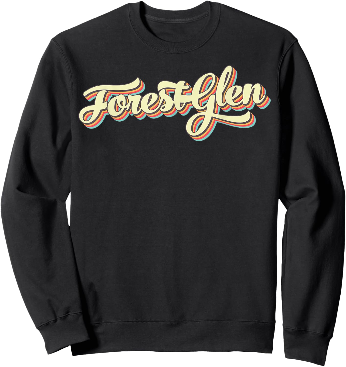 Forest Glen Retro Art Baseball Font Vintage Sweatshirt - Sweatshirt | Black