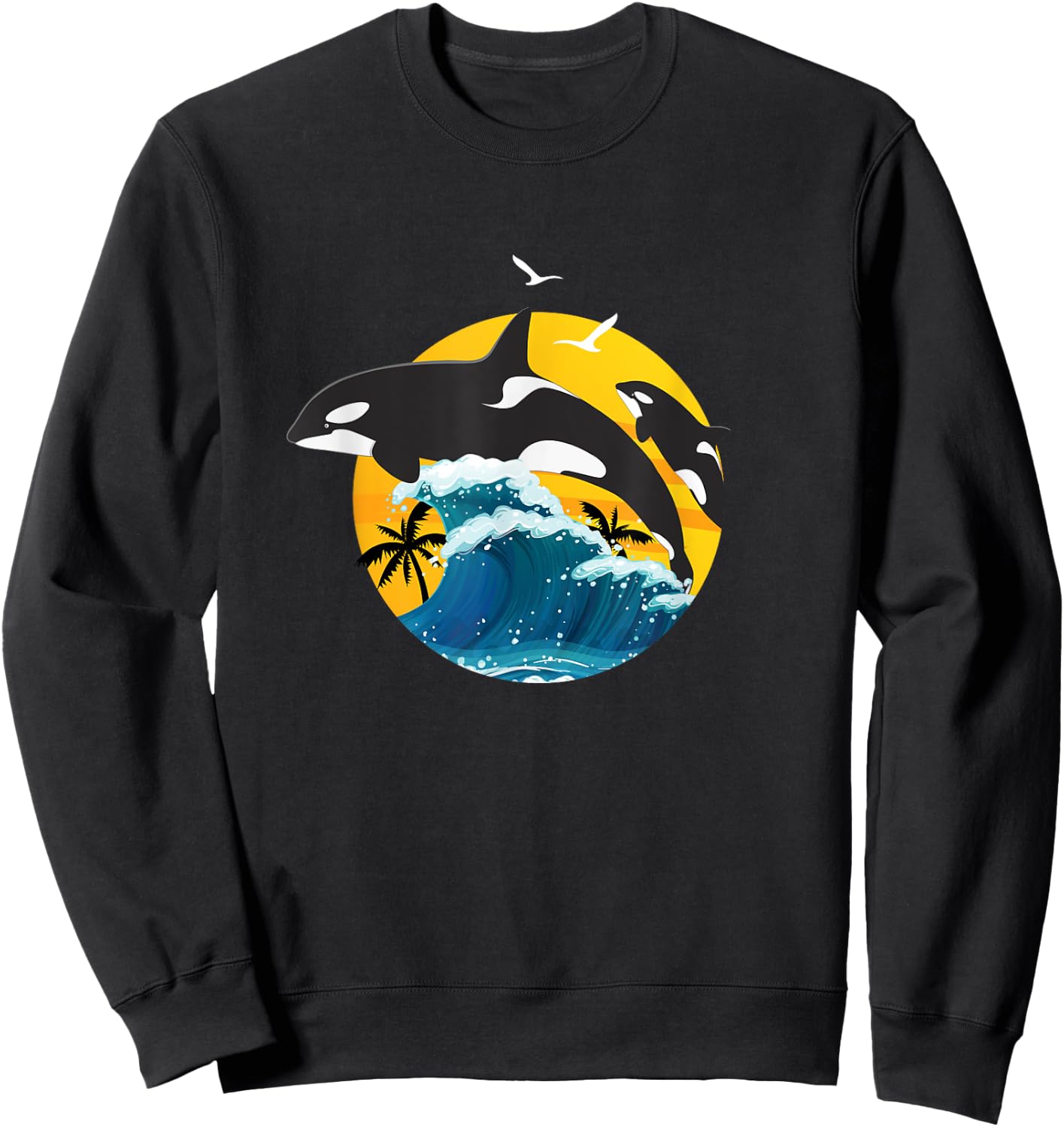 Orca Squad Whale Sunset Sea Animal Wildlife Boys & Girls Sweatshirt - Sweatshirt | Black