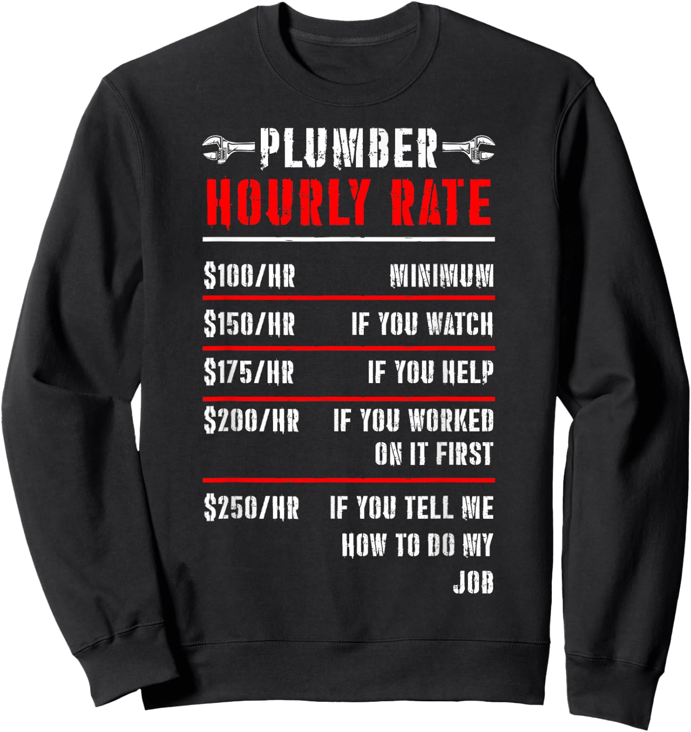 Funny Plumbers Plumber Dads Plumber Hourly Rate Plumber Rate Sweatshirt - Sweatshirt | Black
