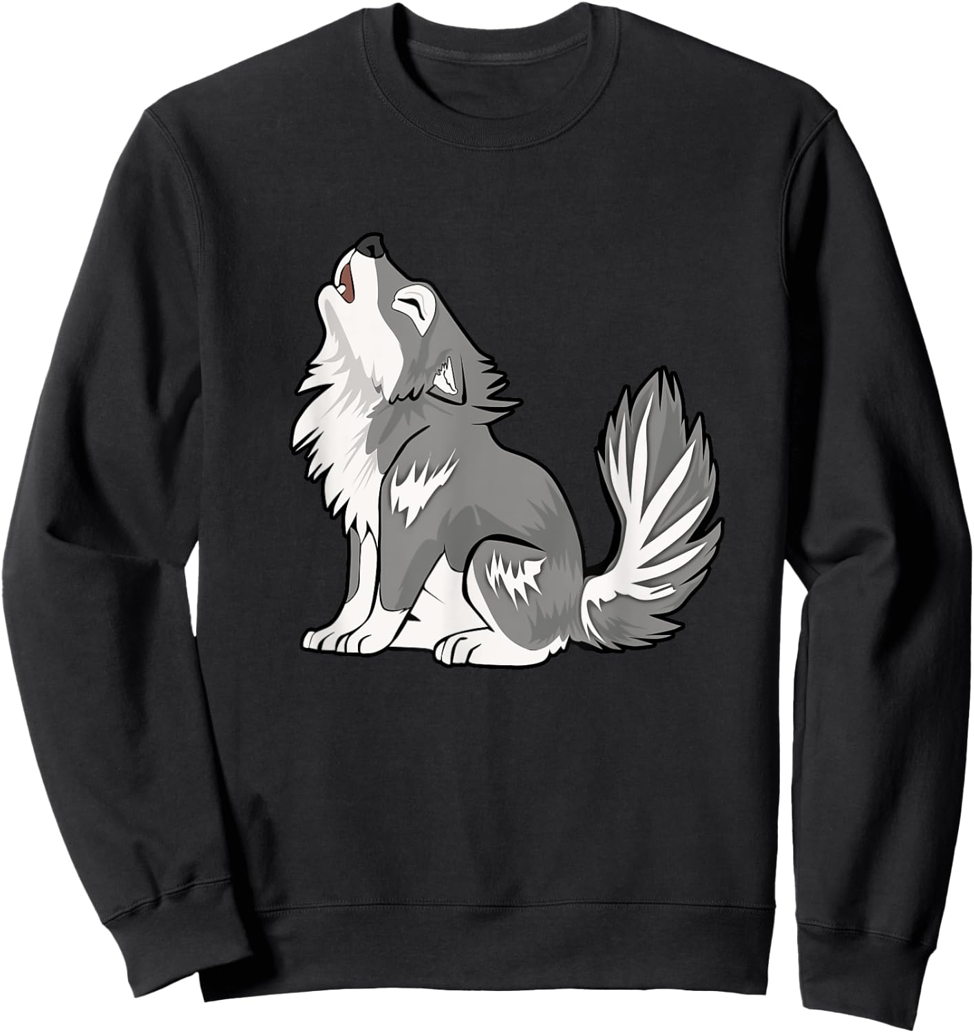 Cute Baby Howling Wolf Cub Sketch Gifts Costume Stuff Kids Sweatshirt - Sweatshirt | Black