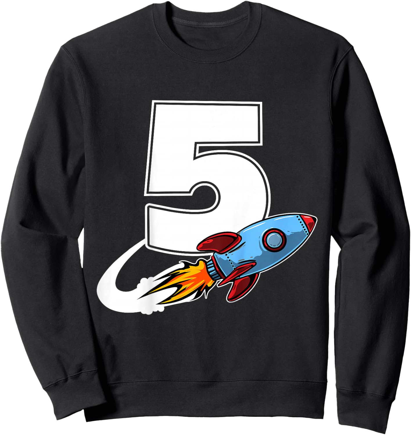 Outer Space 5 Year Old 5th Birthday Five Rocket Ship Party Sweatshirt - Sweatshirt | Black